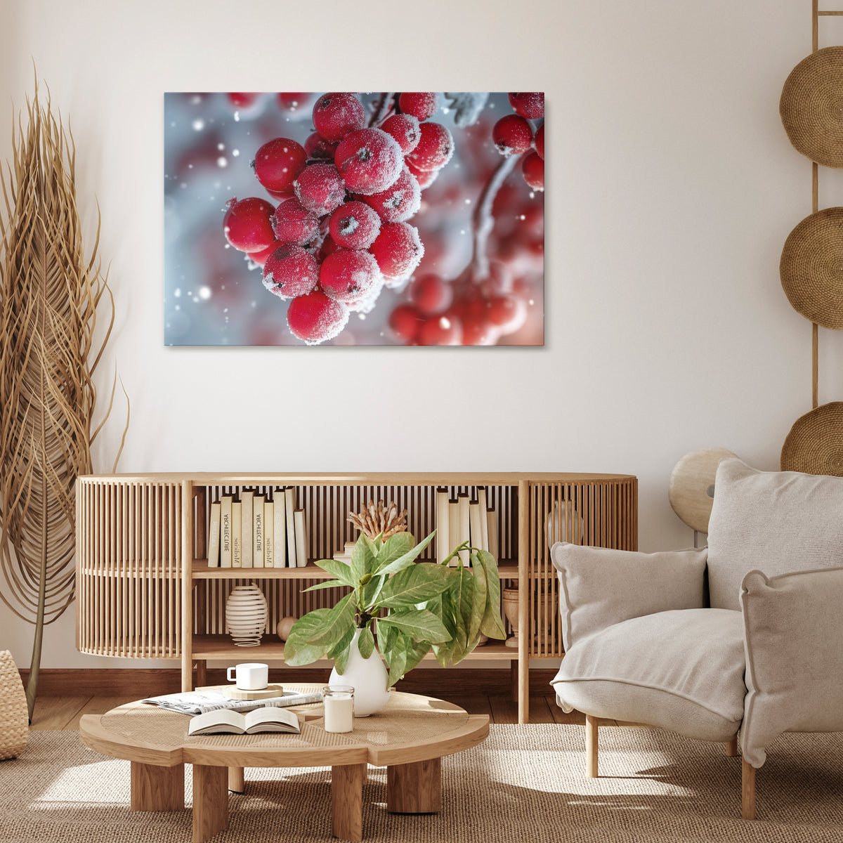 WINTER'S CRIMSON TREASURES Poziomy obraz na płótnie