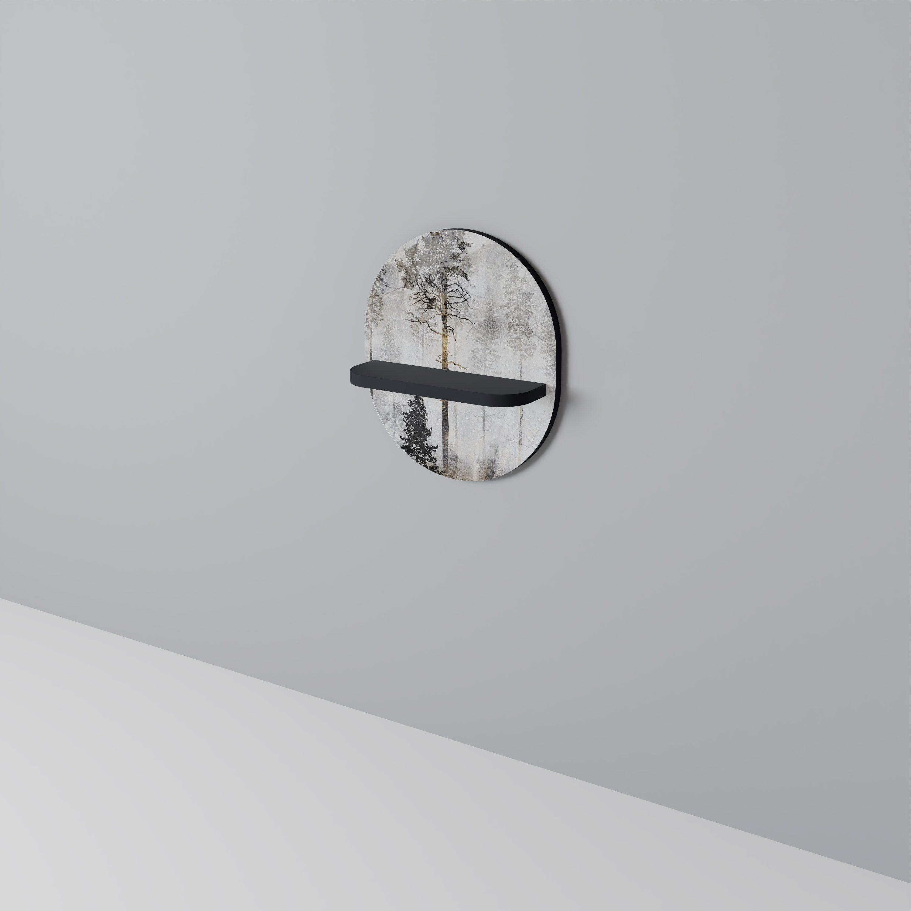 FADE IN THE TREES Półka owalna Czarna