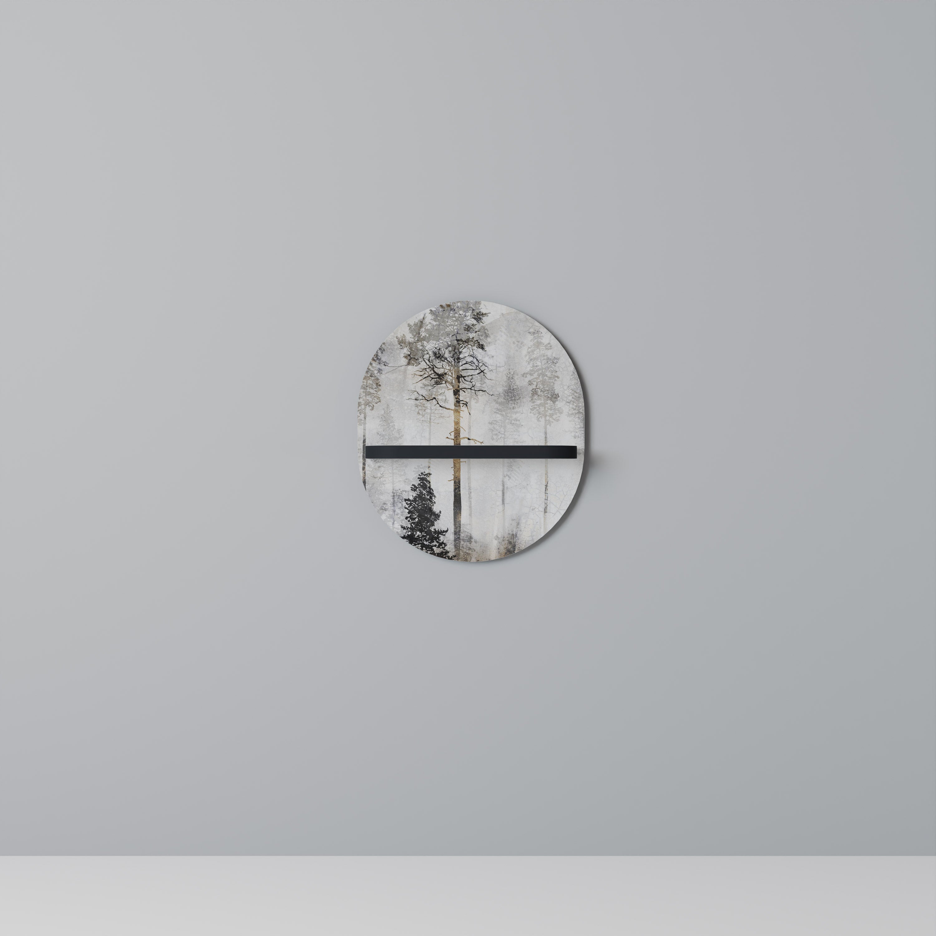 FADE IN THE TREES Półka owalna Czarna