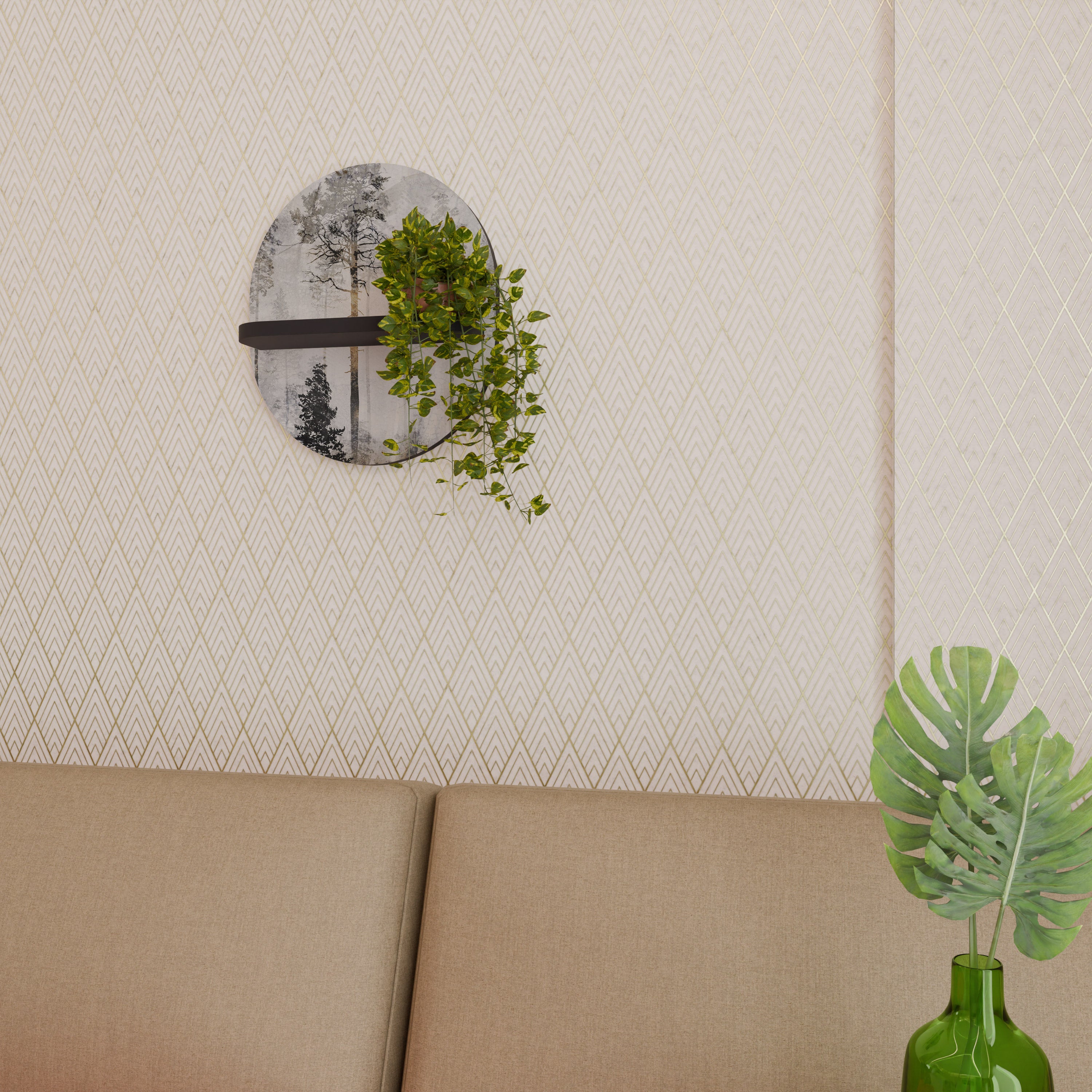 FADE IN THE TREES Półka owalna Czarna