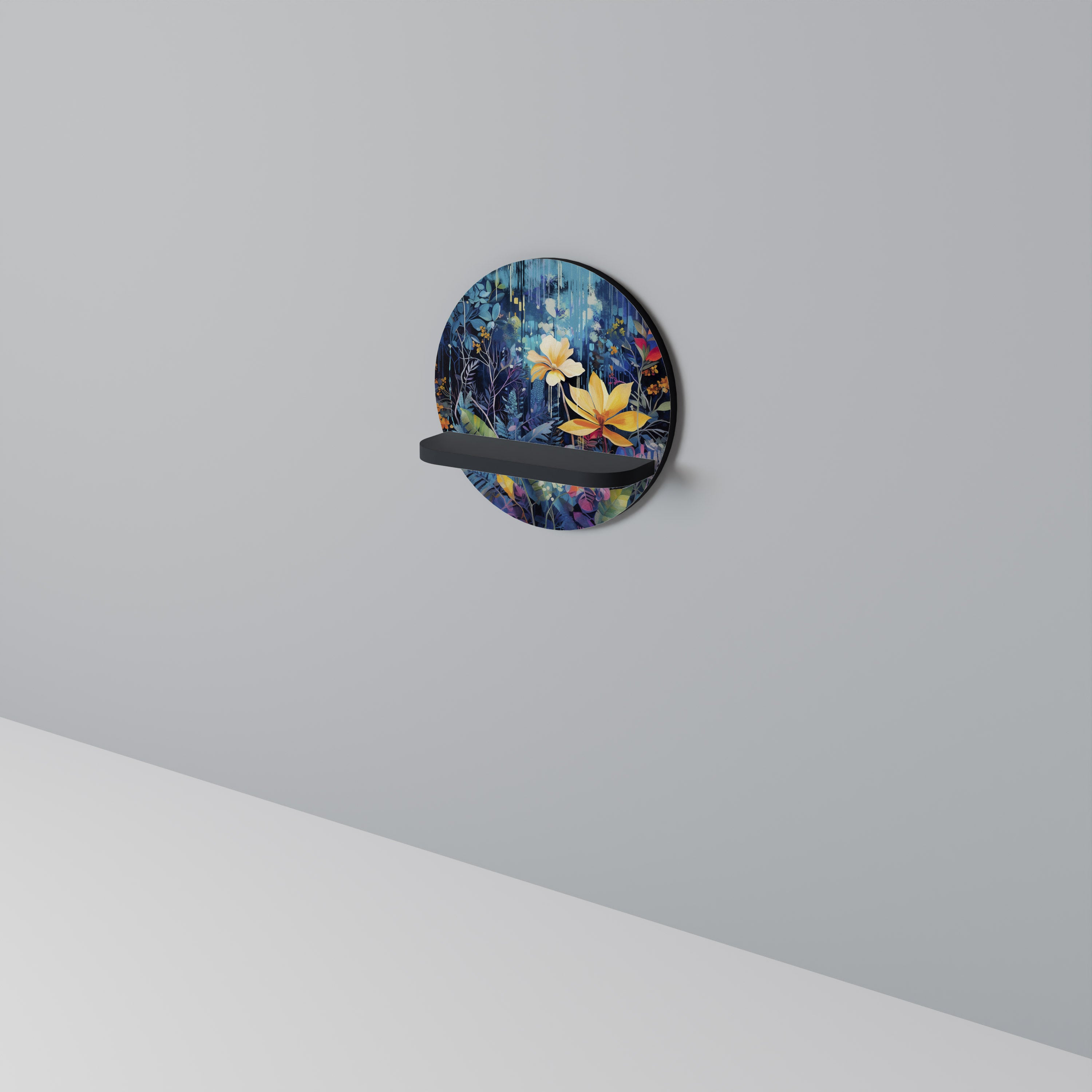 MIDNIGHT BLOSSOM Półka okrągła Czarna