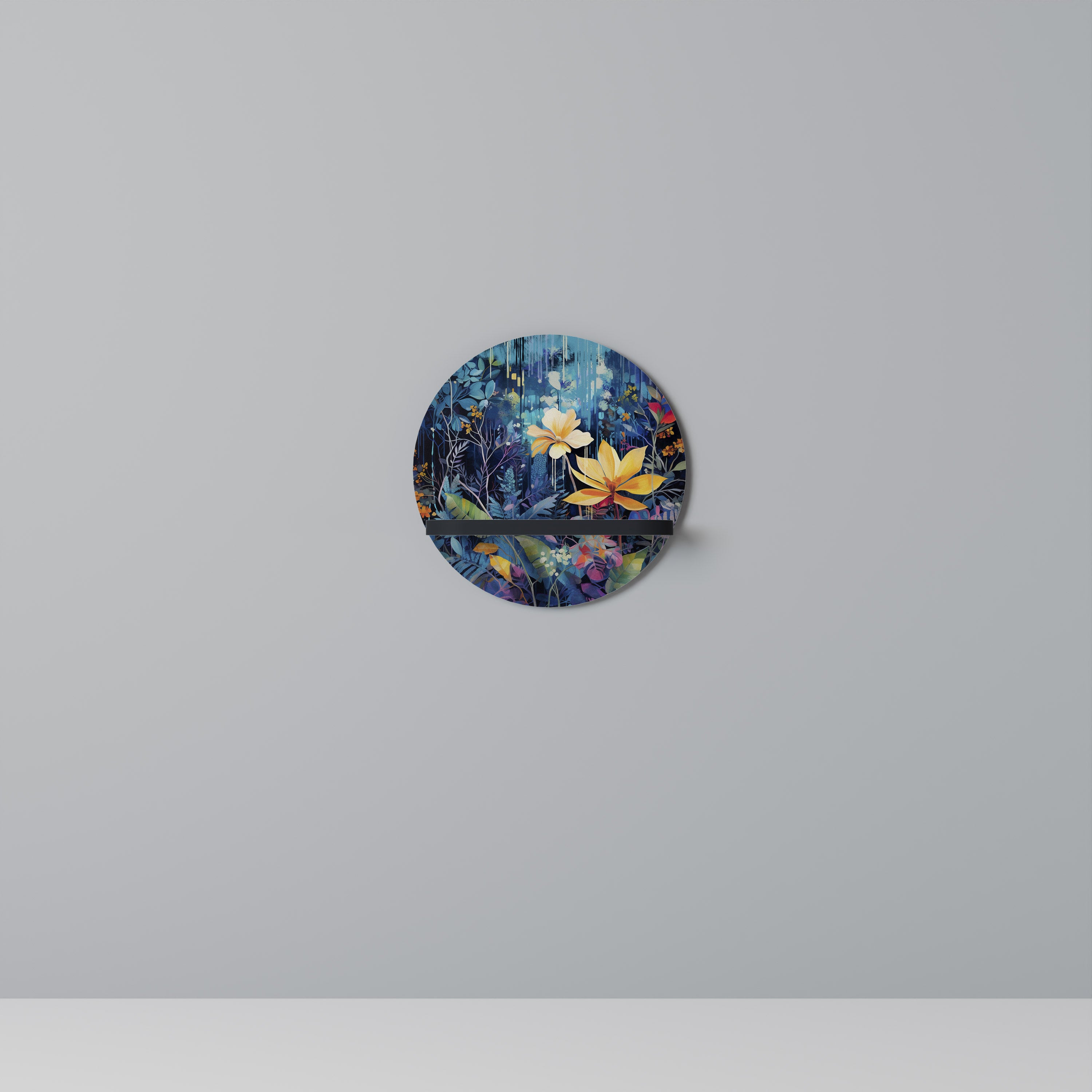 MIDNIGHT BLOSSOM Półka okrągła Czarna