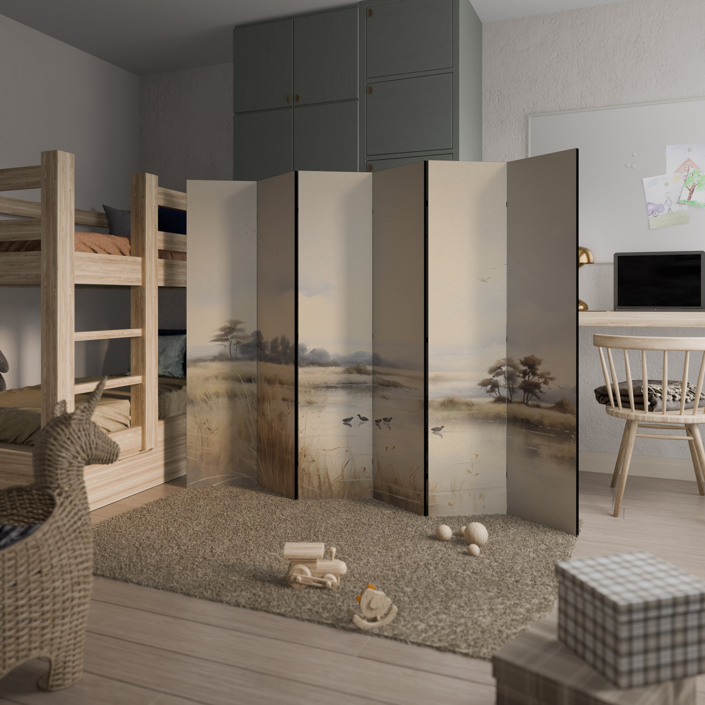 LAKESIDE NOSTALGY Dekoracyjny parawan 6-skrzydłowy