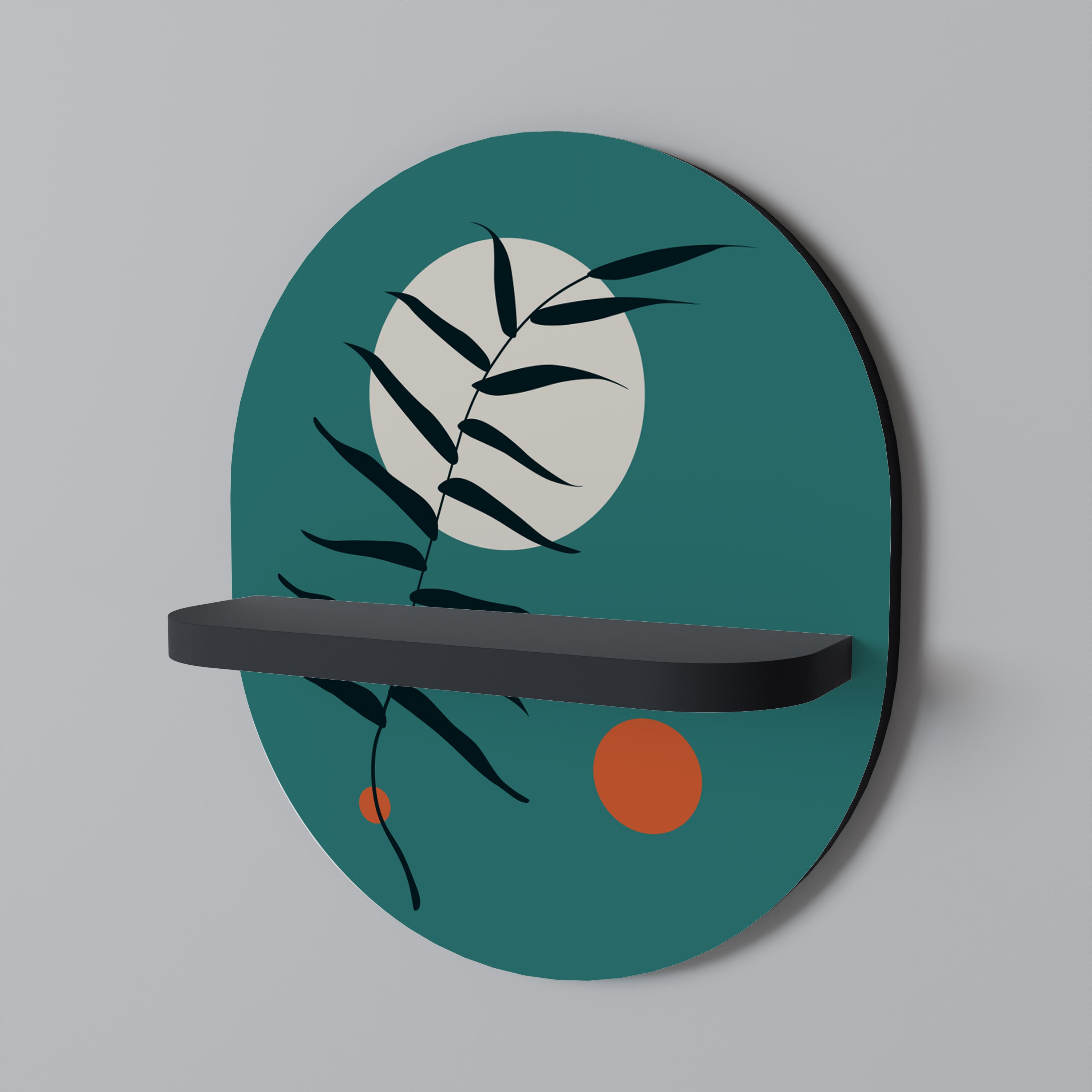 MYSTERIOUS LEAF Półka owalna Czarna