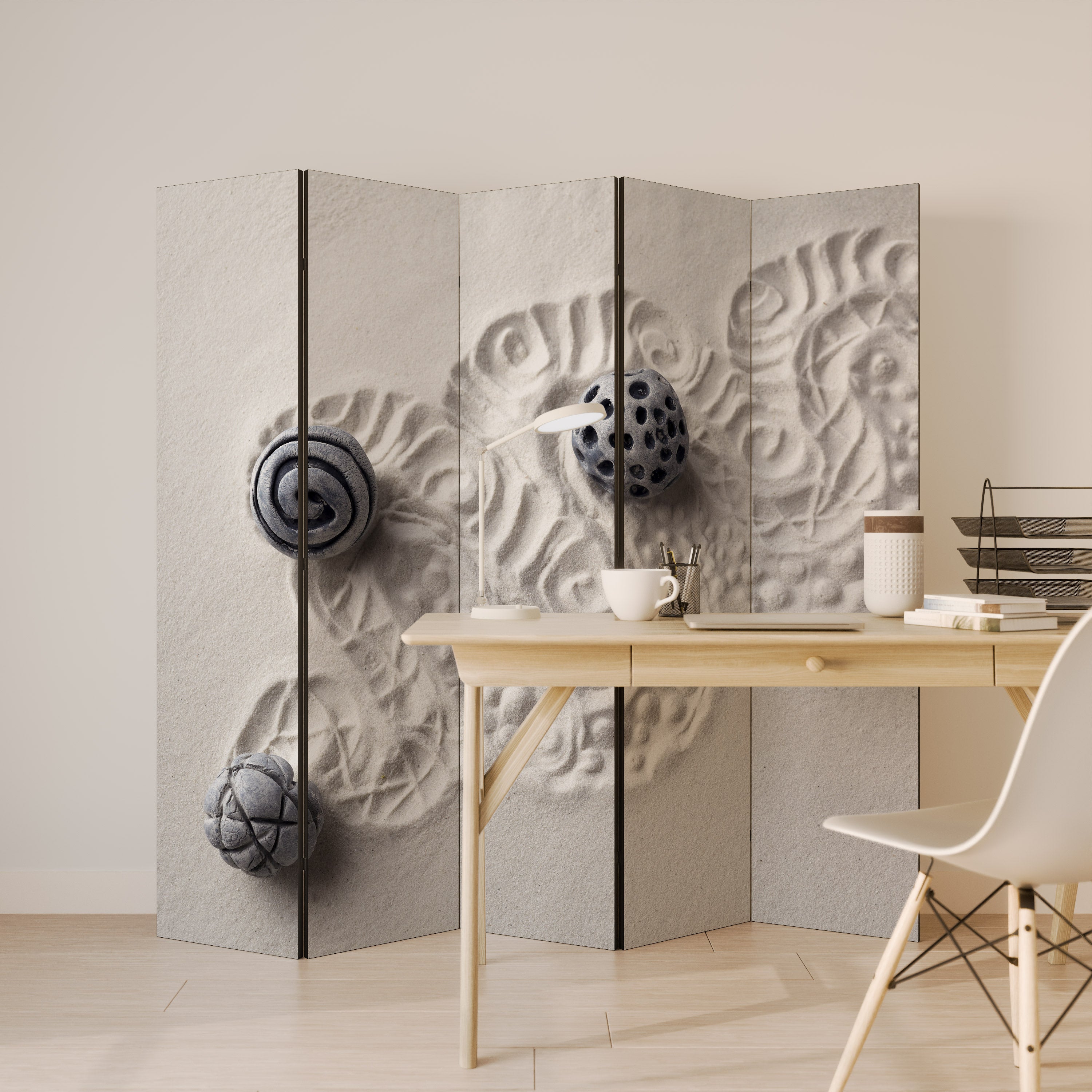 SAND SCULPTED SERENITY Dekoracyjny parawan 5-skrzydłowy
