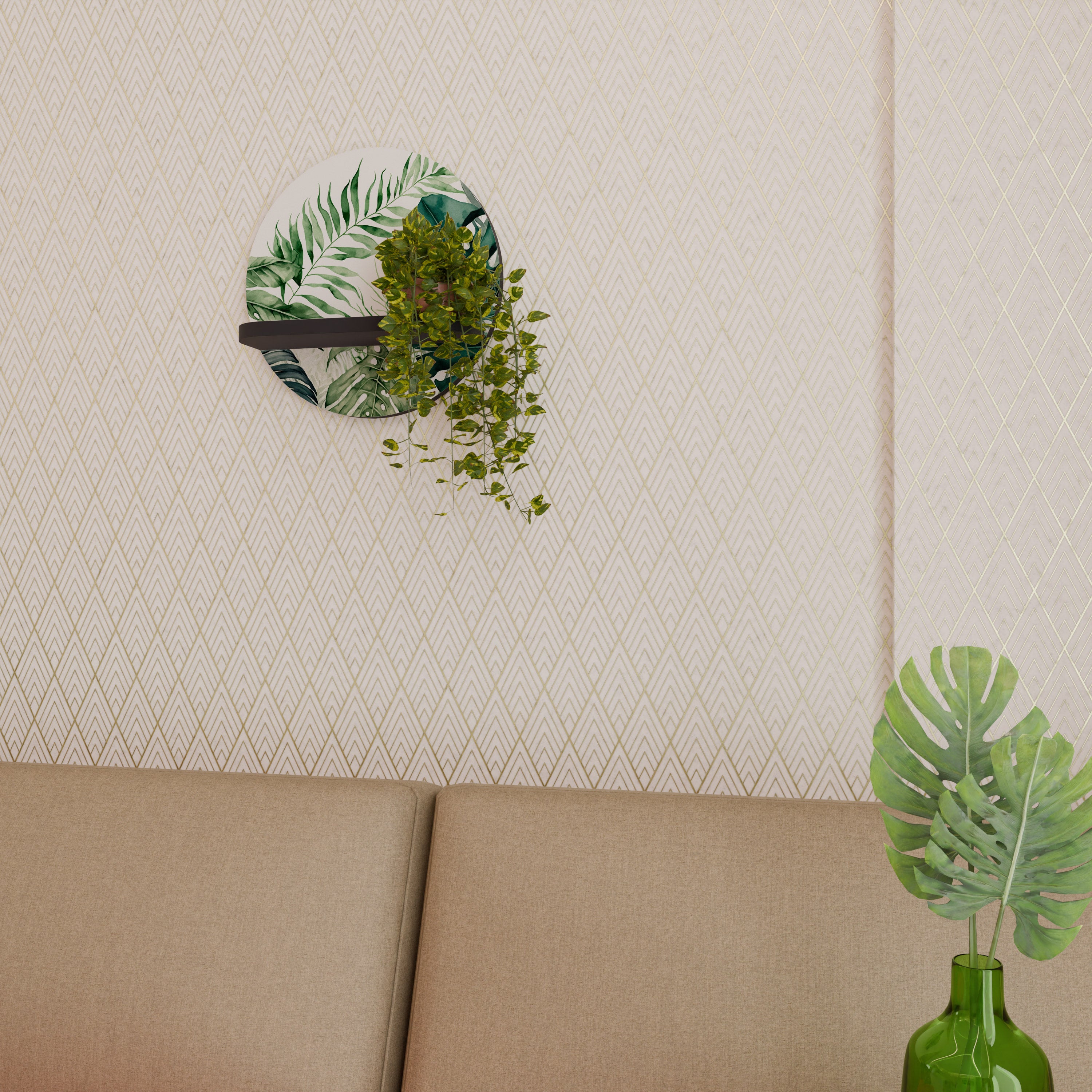 MONSTERA DREAM Półka okrągła Czarna