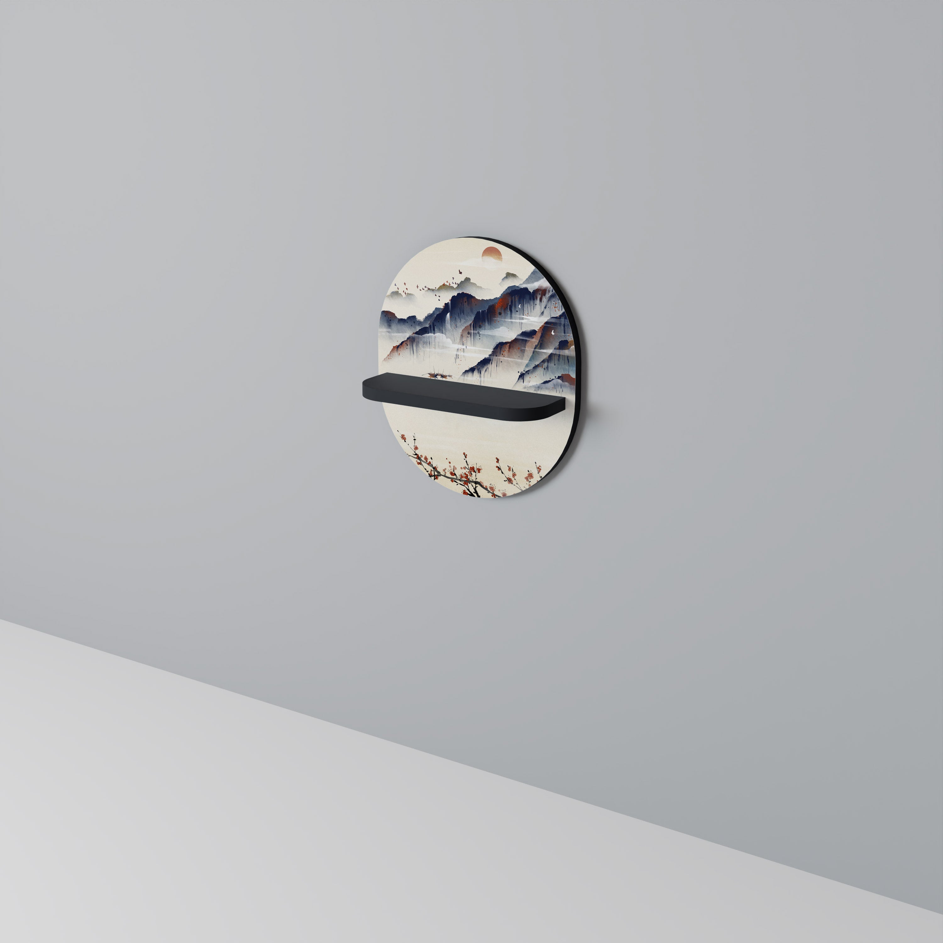 JAPANESE LANDSCAPE Półka owalna Czarna