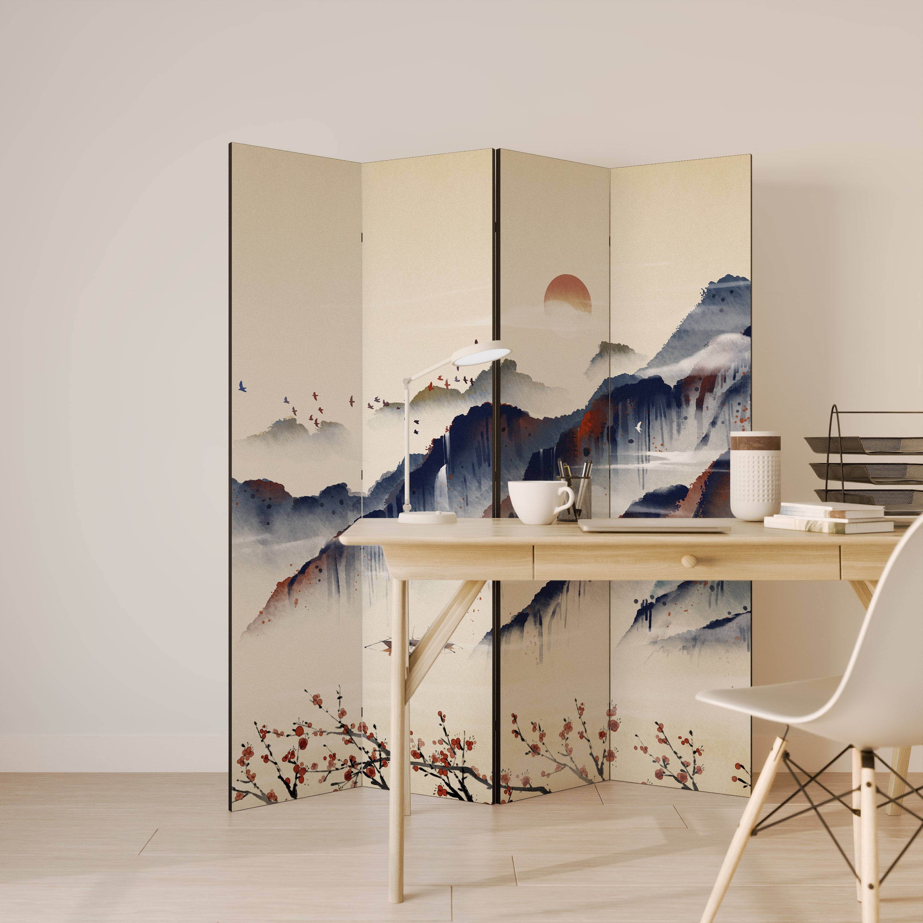 ORIENTAL LANDSCAPE Dekoracyjny parawan 4-skrzydłowy