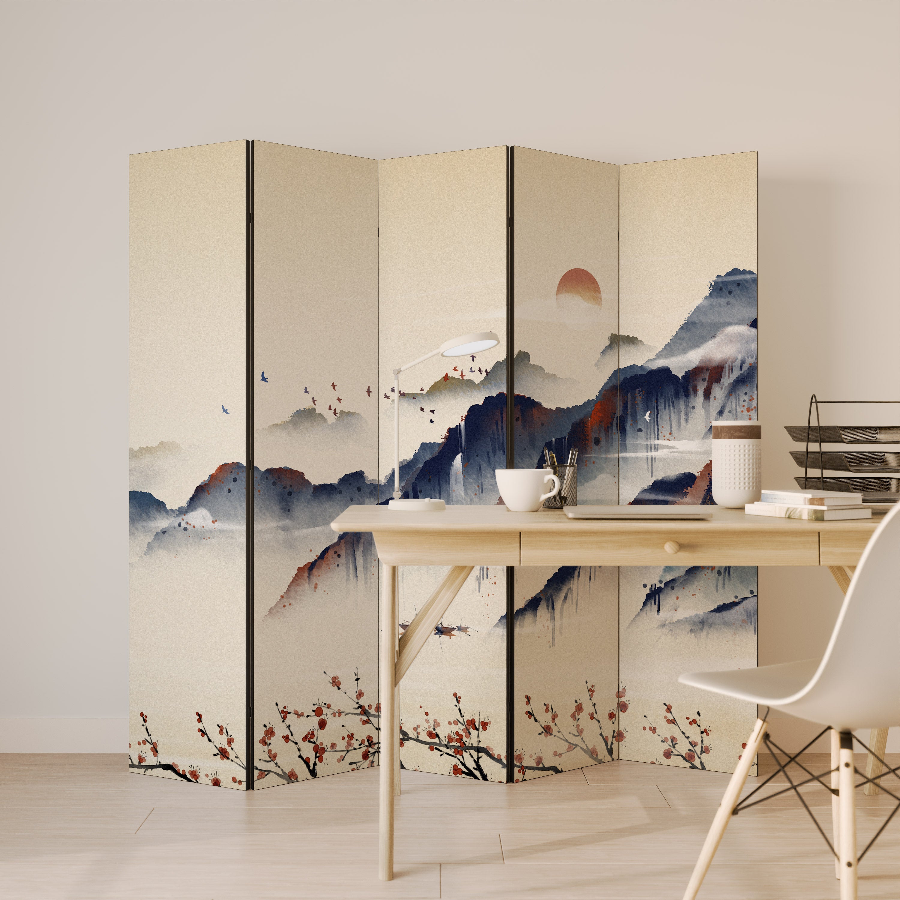 ORIENTAL LANDSCAPE Dekoracyjny parawan 5-skrzydłowy
