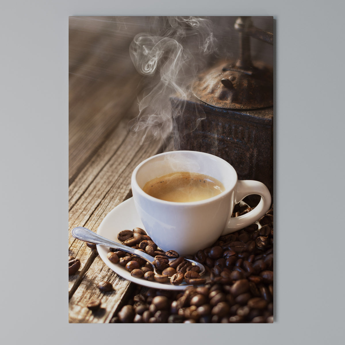 STEAMING BREWED DELIGHT Pionowy obraz na płótnie