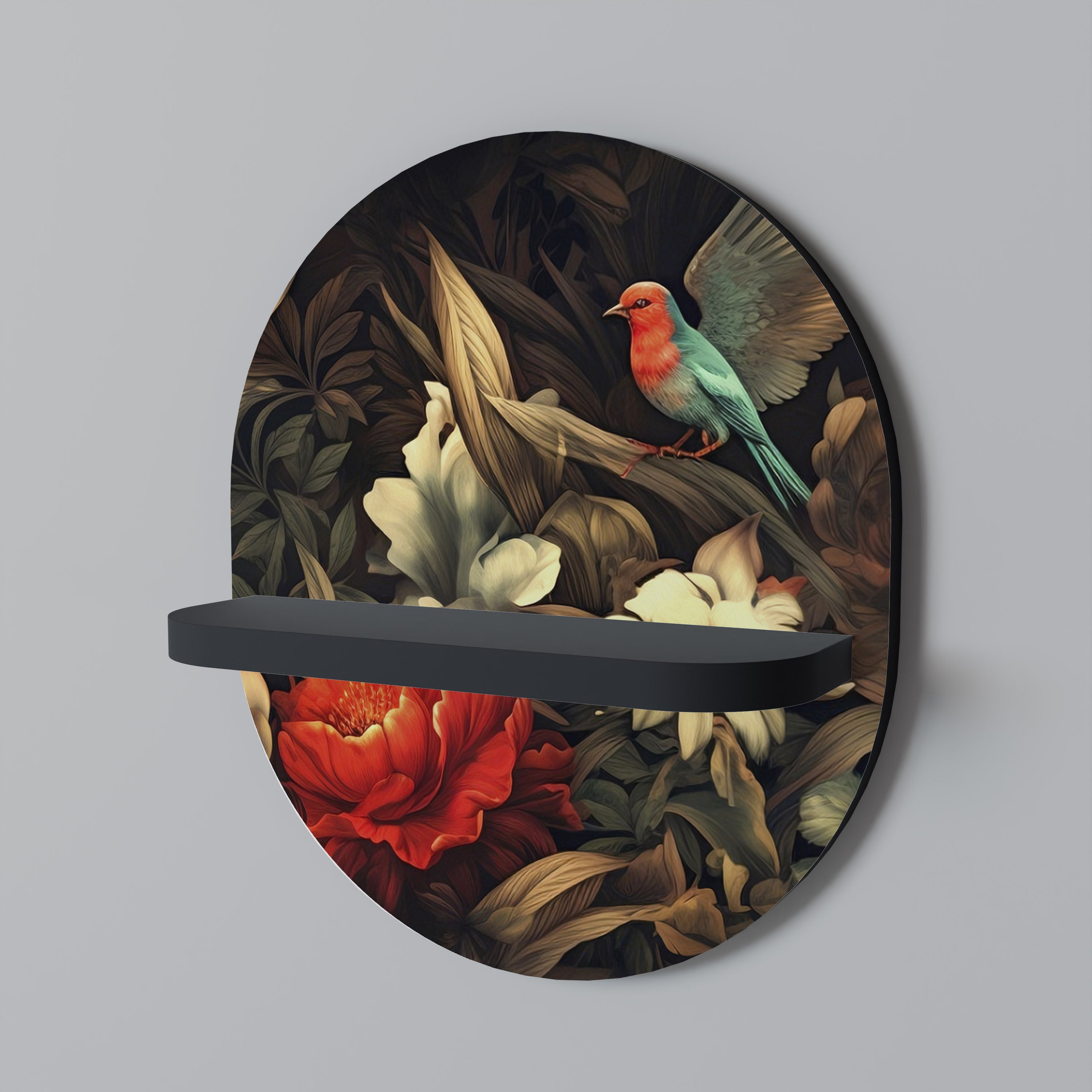 BOTANICAL BIRDSONG Półka owalna Czarna