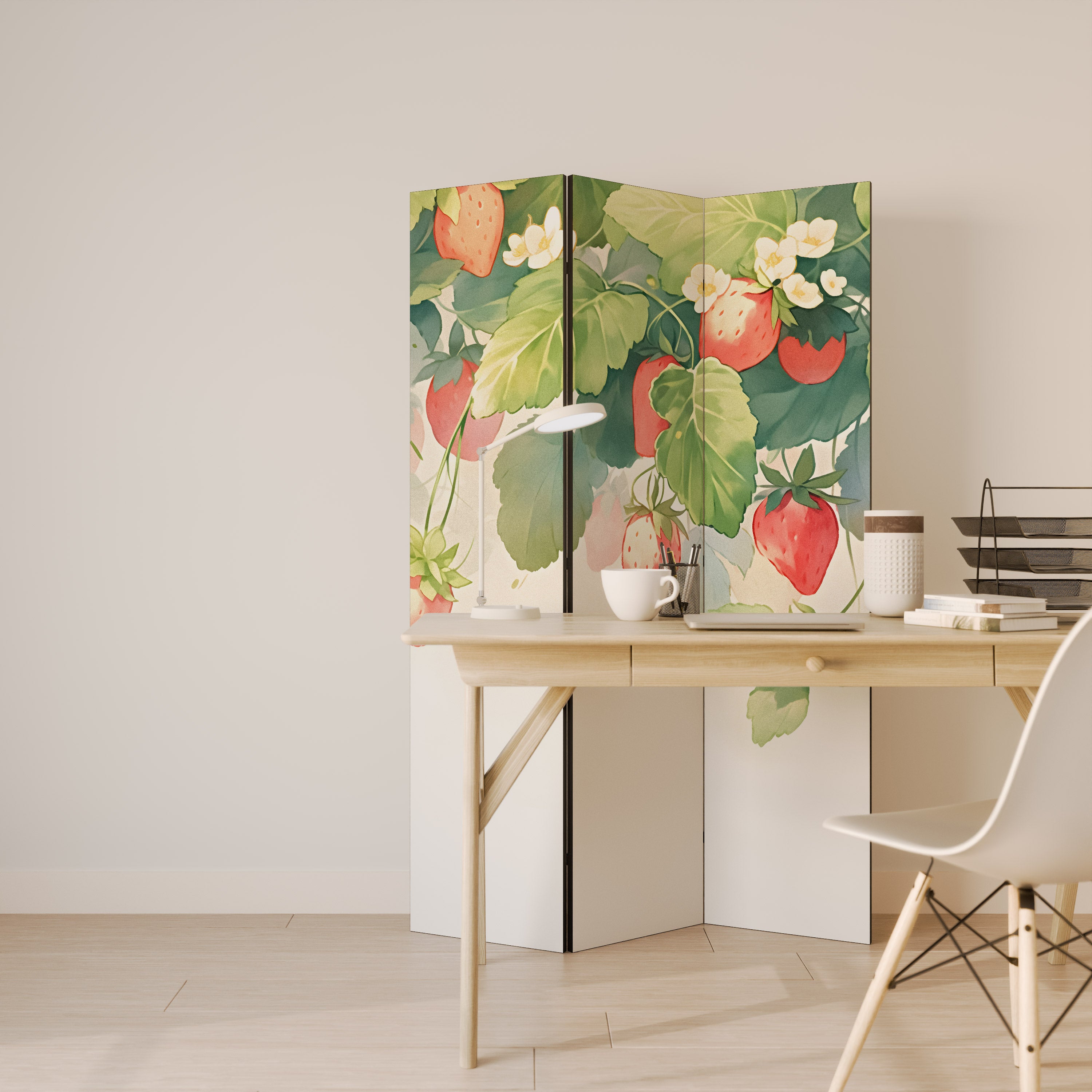 STRAWBERRY DREAMSCAPE Dekoracyjny parawan 3-skrzydłowy