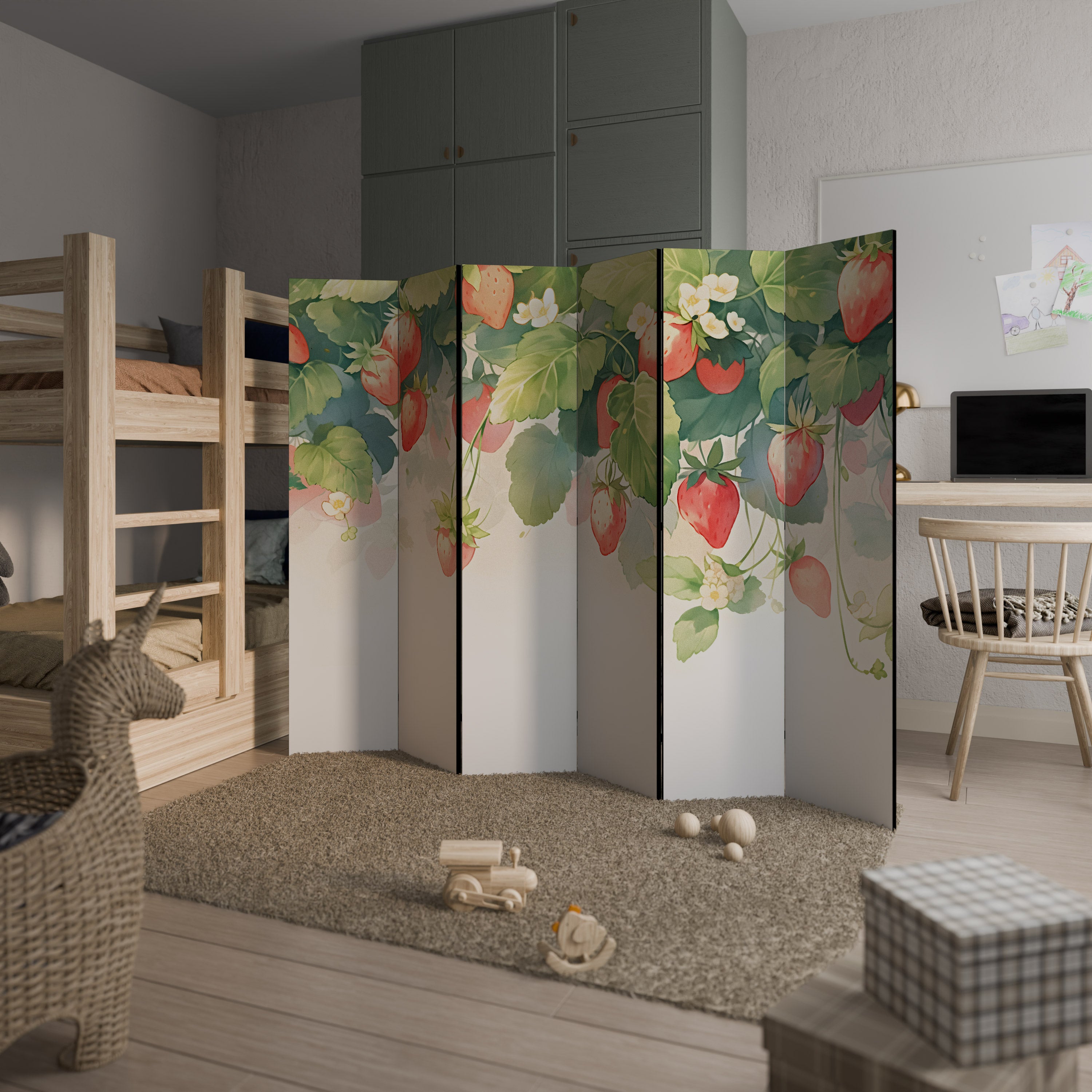 STRAWBERRY DREAMSCAPE Dekoracyjny parawan 6-skrzydłowy