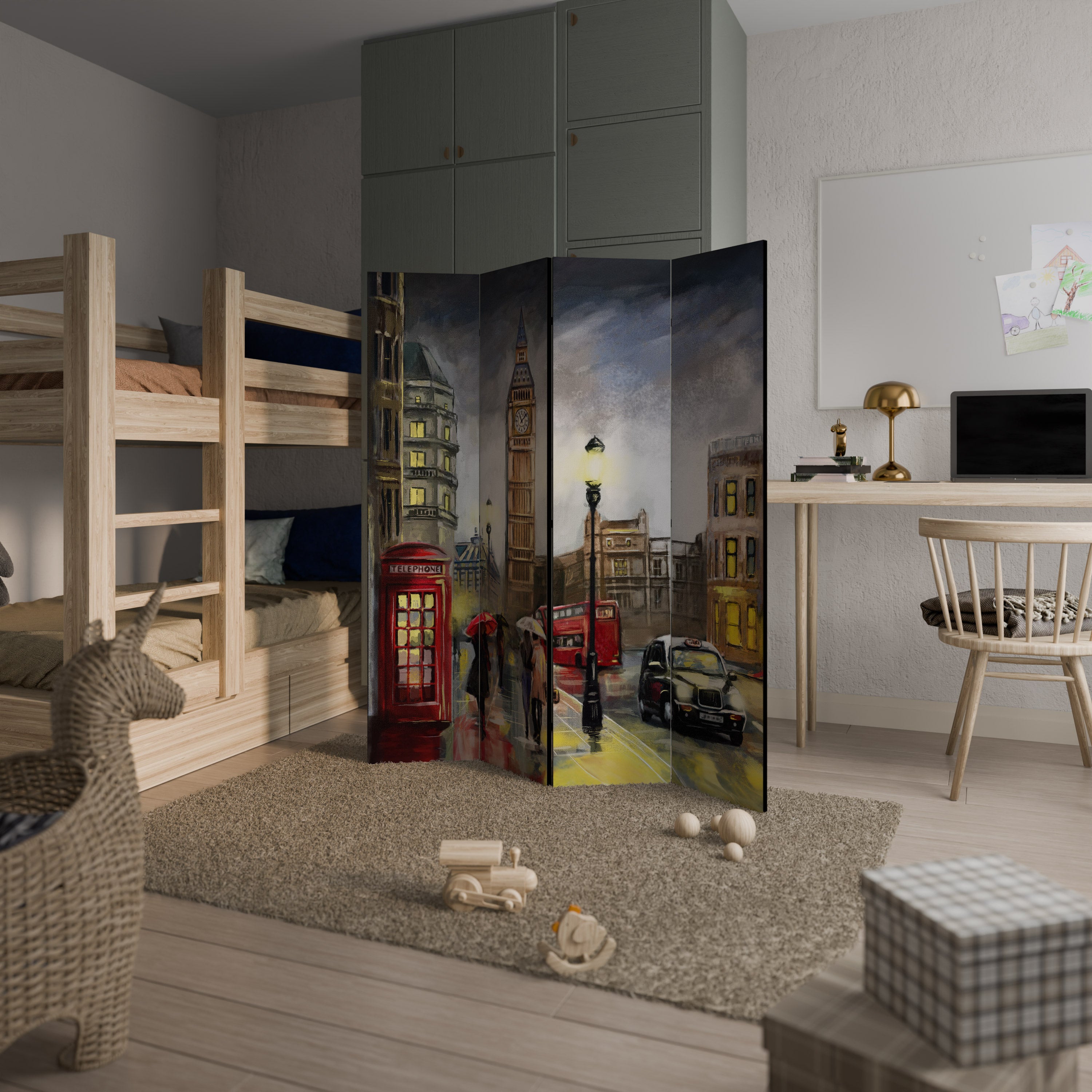 LONDON'S TIMELESS VIBES Dekoracyjny parawan 4-skrzydłowy