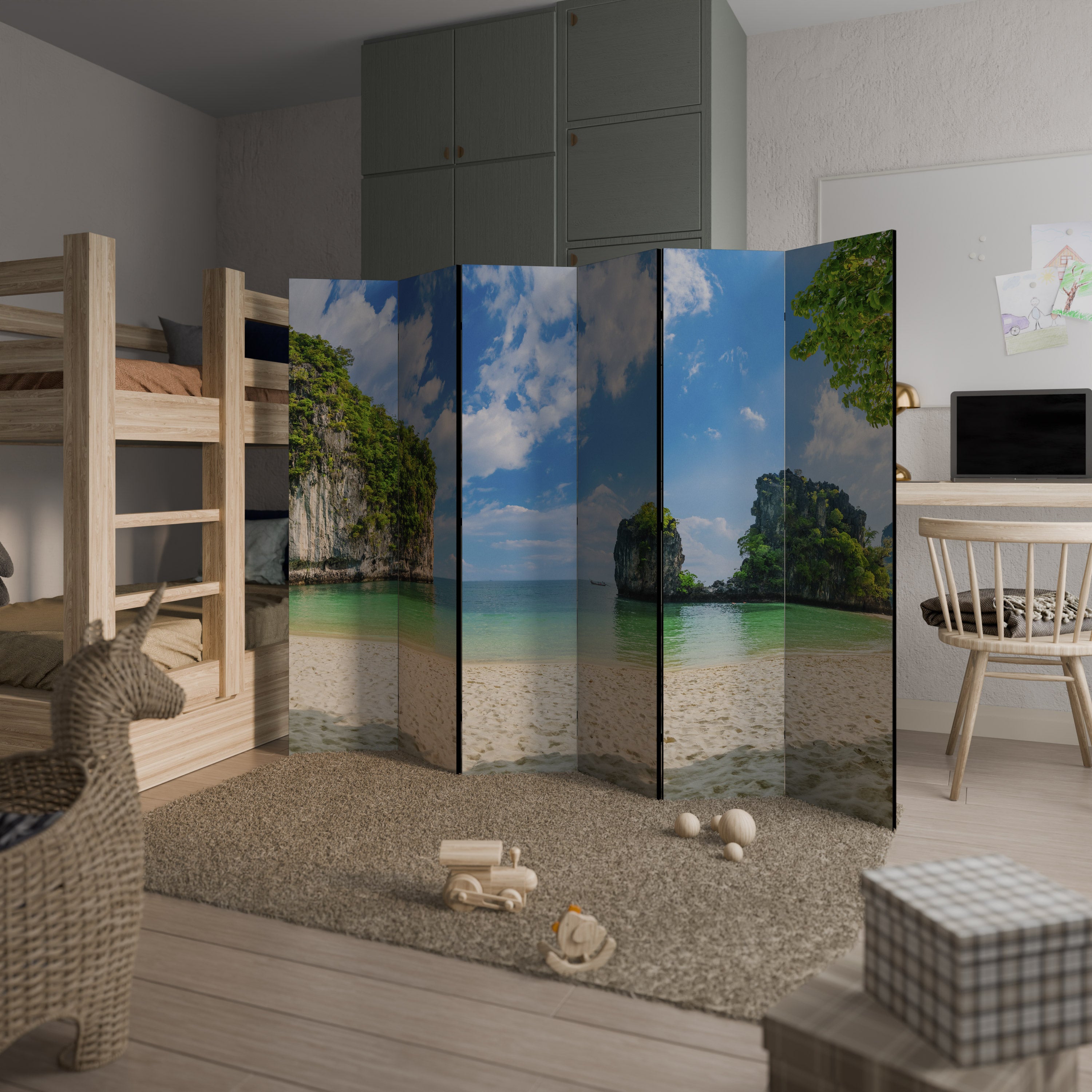SUN-KISSED HAVEN Dekoracyjny parawan 6-skrzydłowy