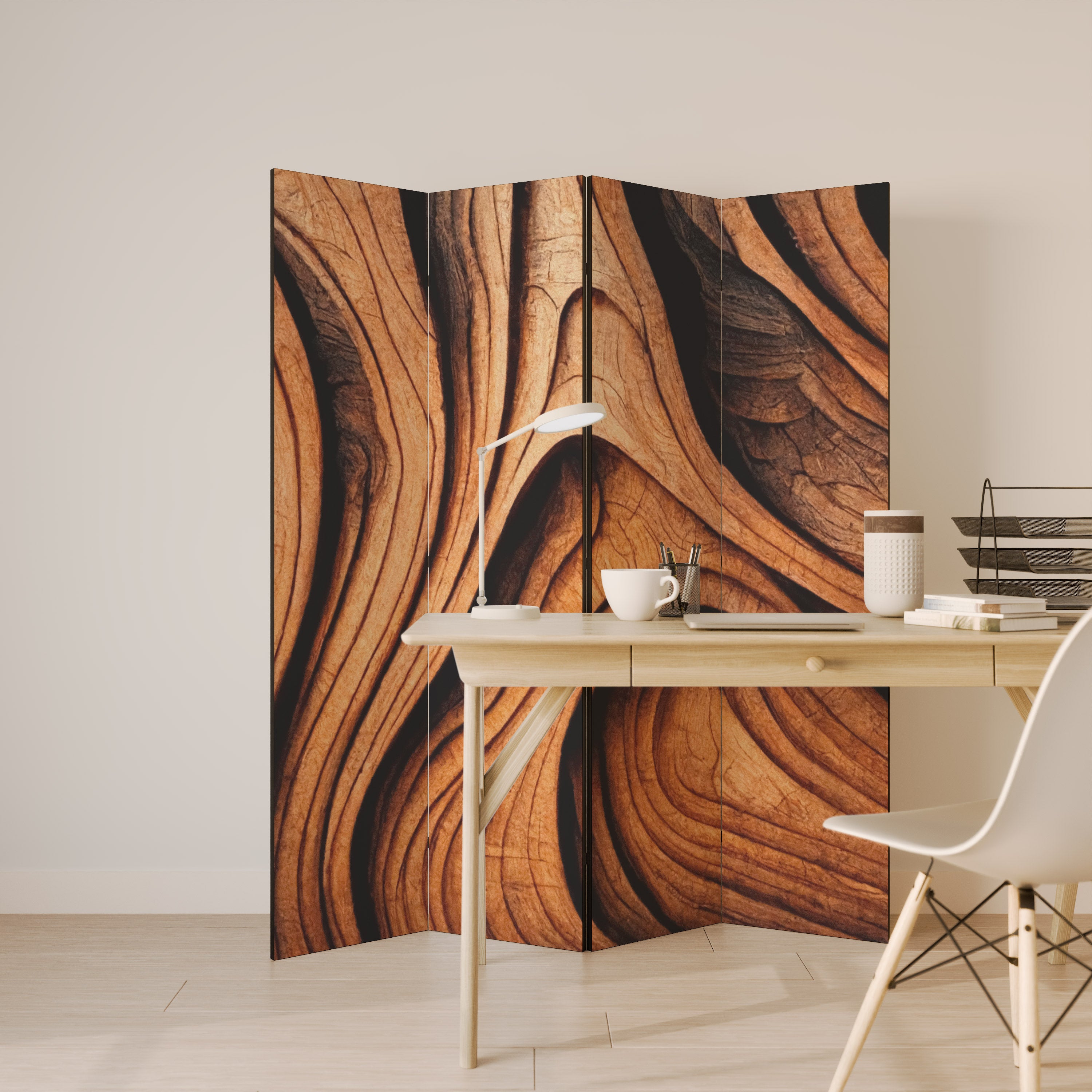 WOODEN WAVES UNFOLDED Dekoracyjny parawan 4-skrzydłowy