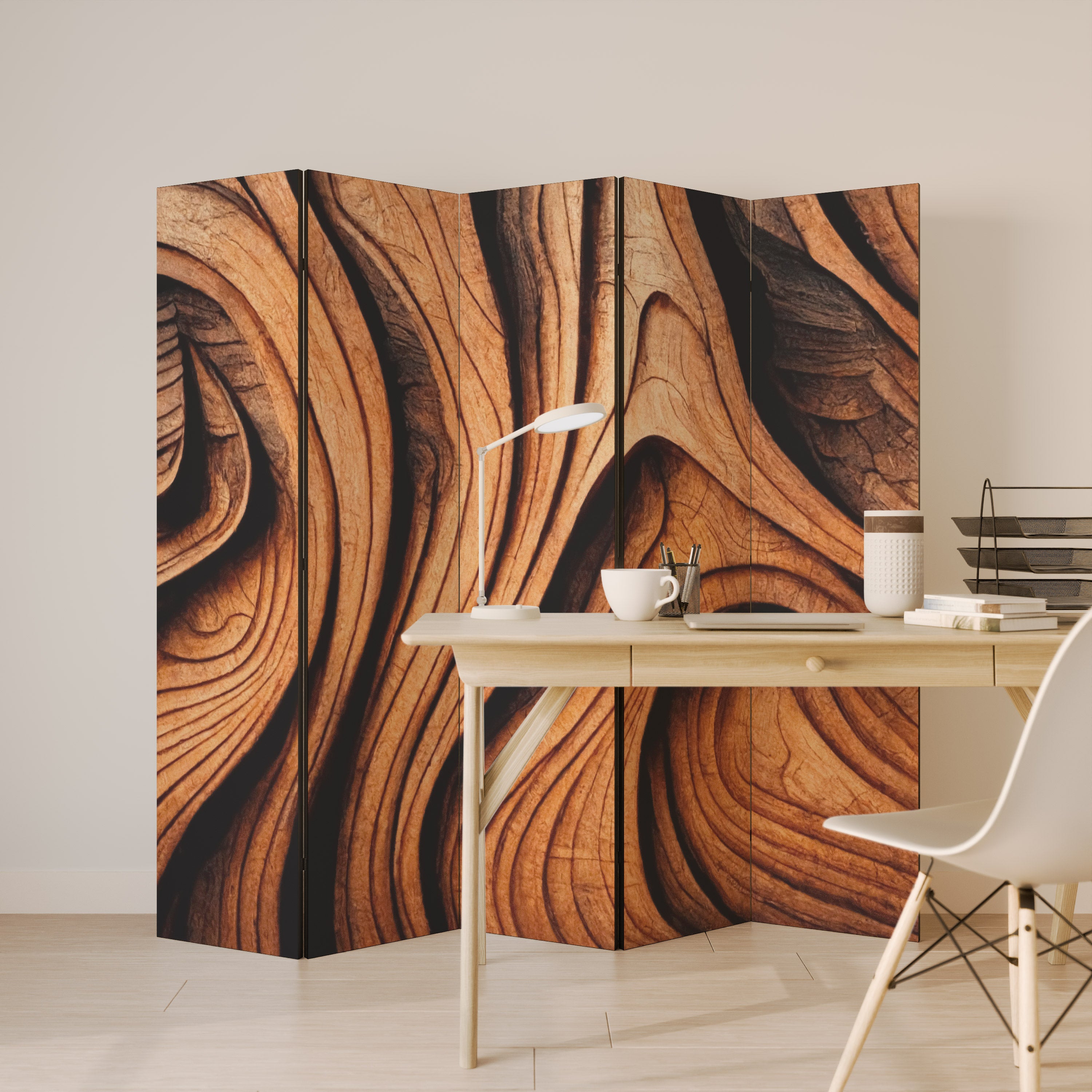 WOODEN WAVES UNFOLDED Dekoracyjny parawan 5-skrzydłowy