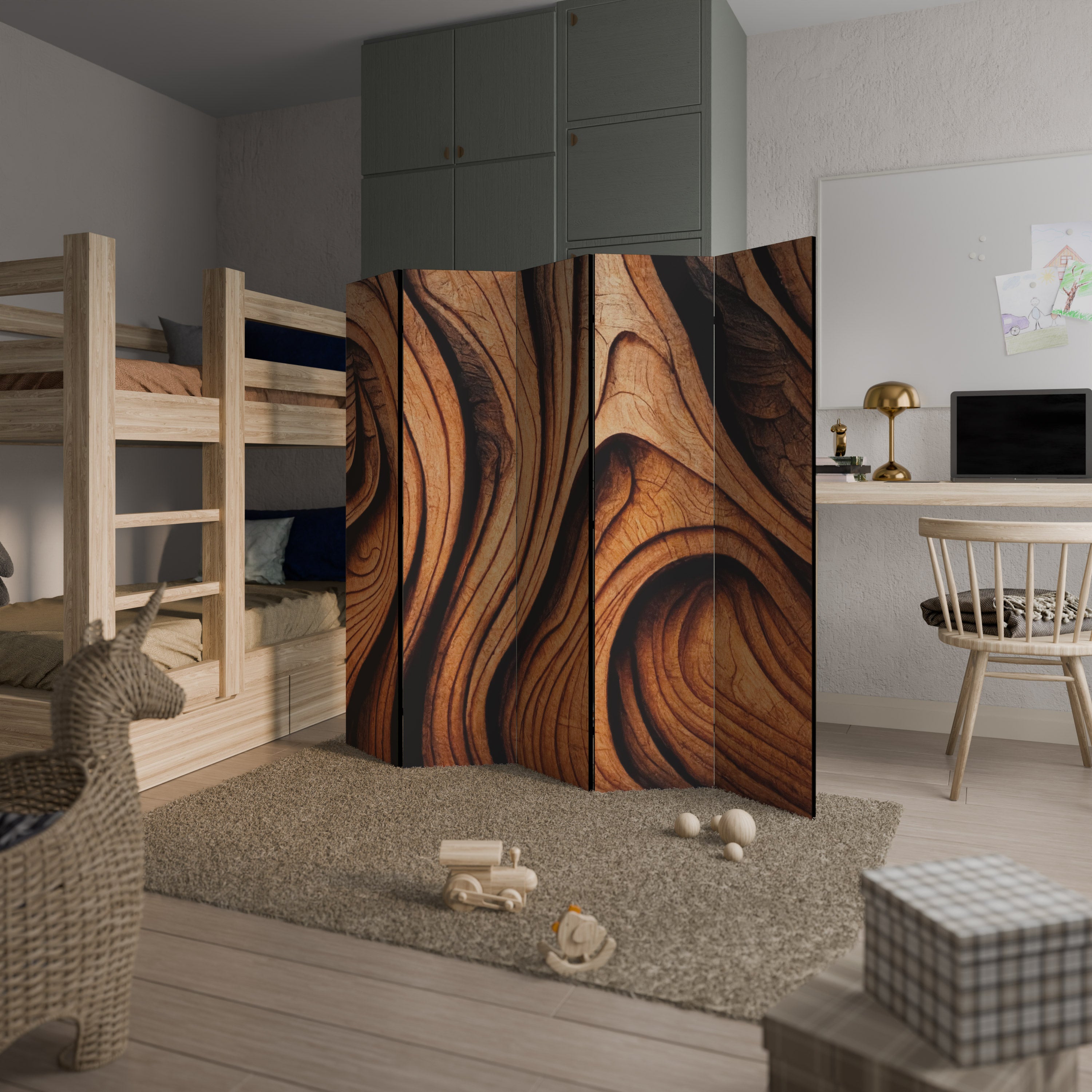 WOODEN WAVES UNFOLDED Dekoracyjny parawan 5-skrzydłowy