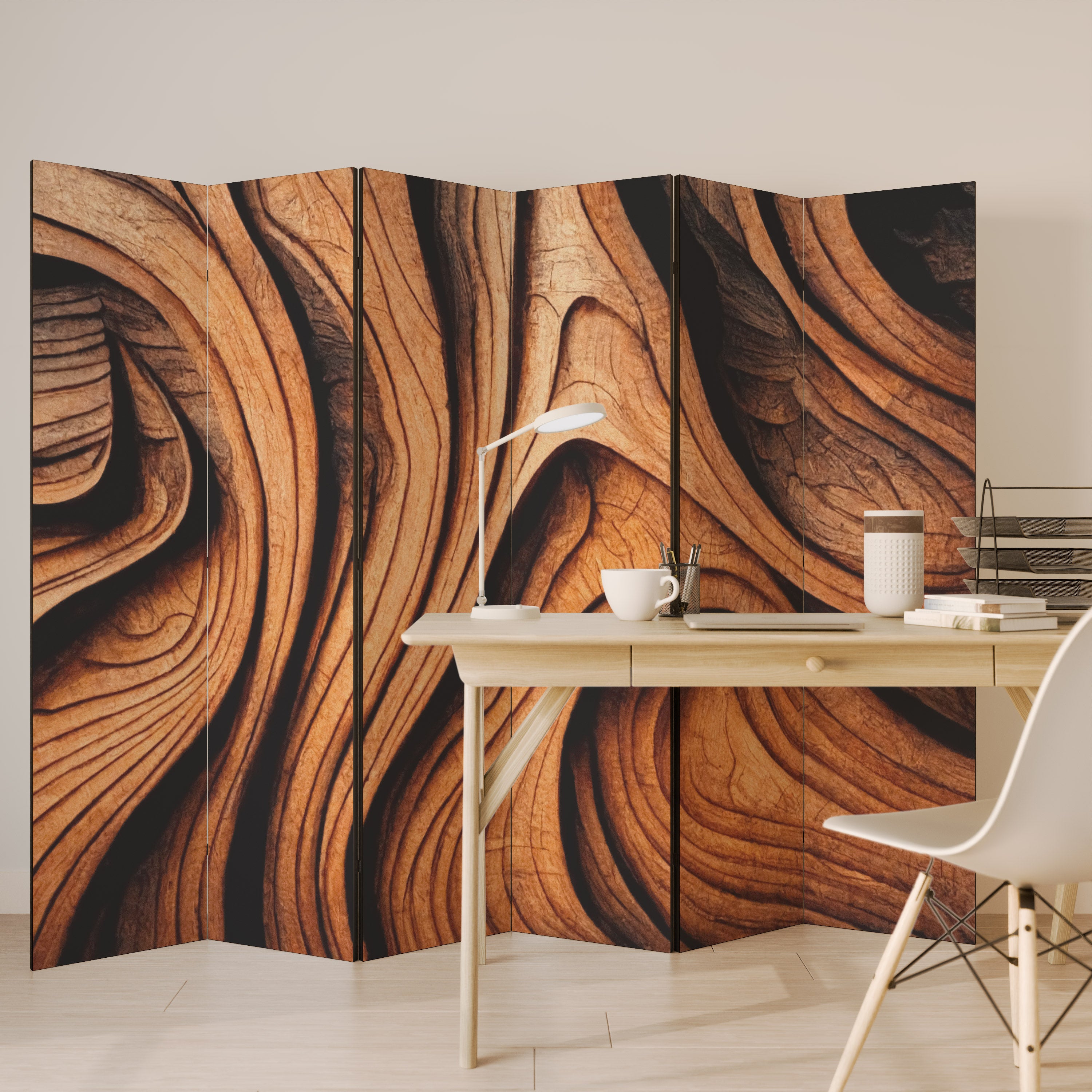 WOODEN WAVES UNFOLDED Dekoracyjny parawan 6-skrzydłowy