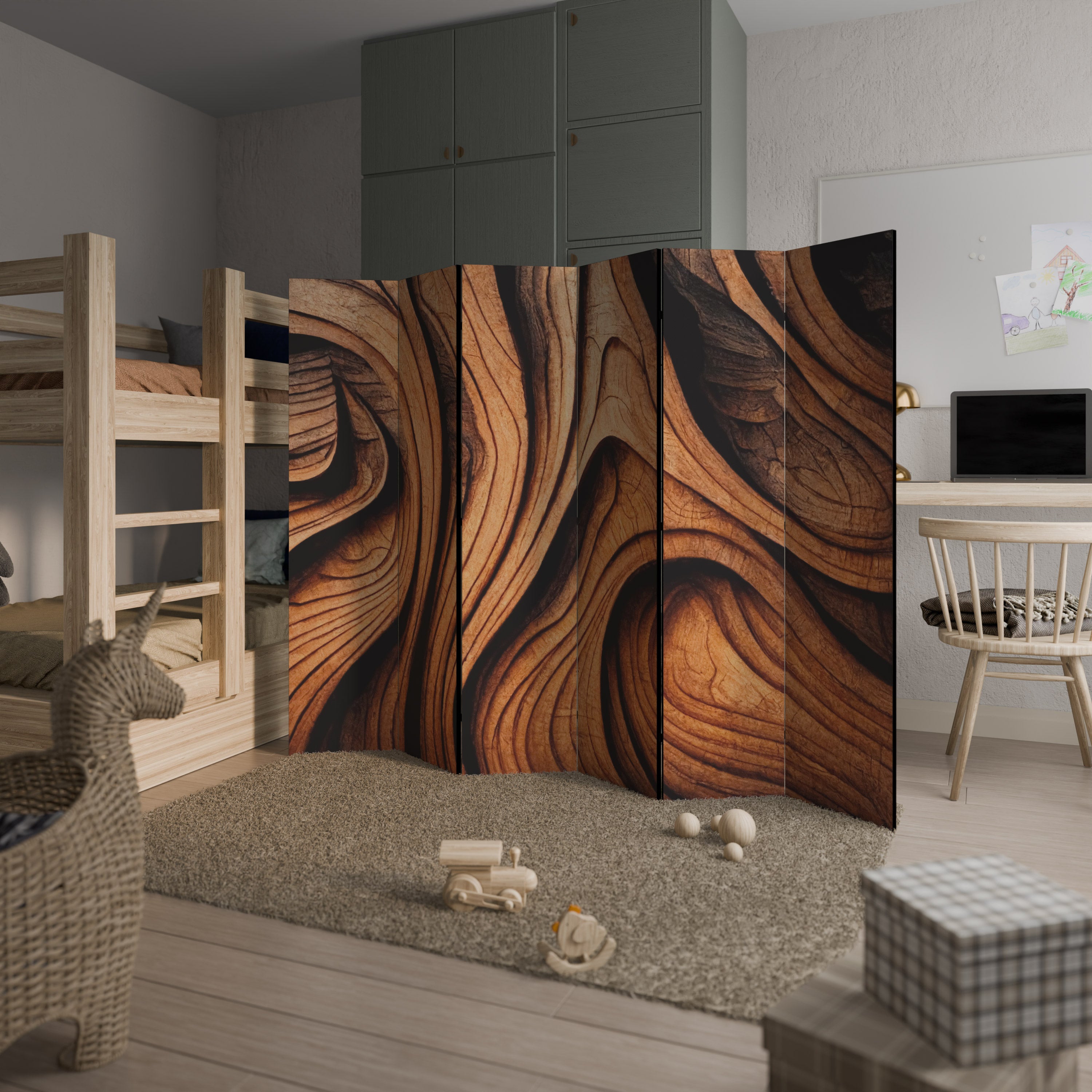 WOODEN WAVES UNFOLDED Dekoracyjny parawan 6-skrzydłowy