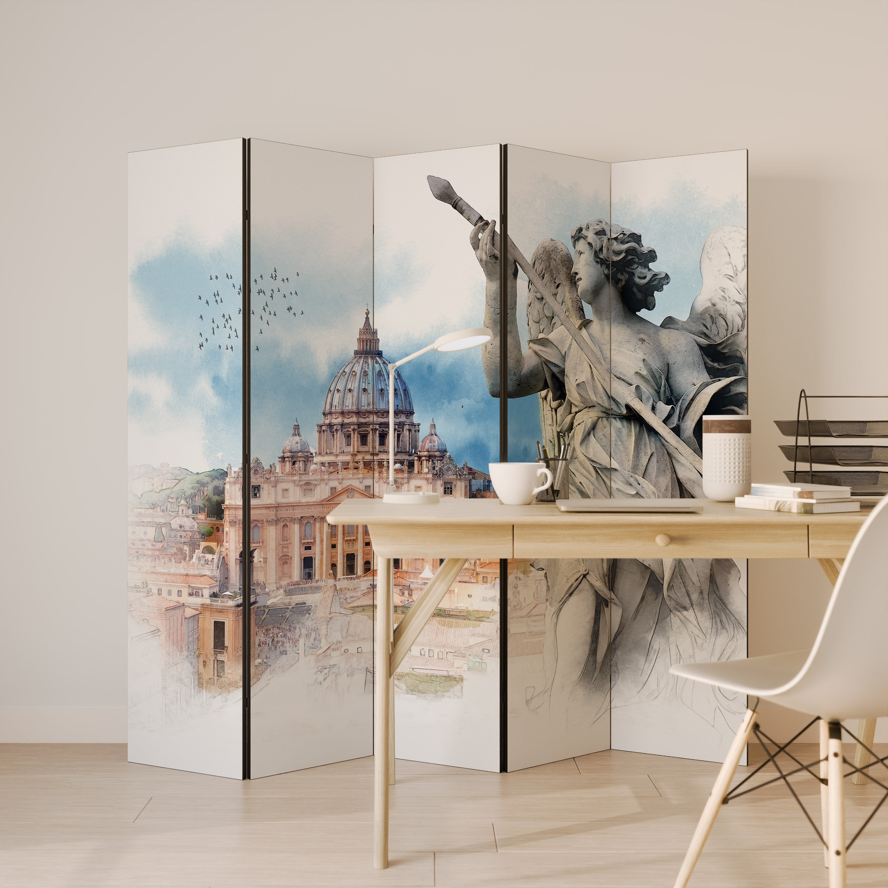 MYSTICAL CITYSCAPE RELIC Dekoracyjny parawan 5-skrzydłowy