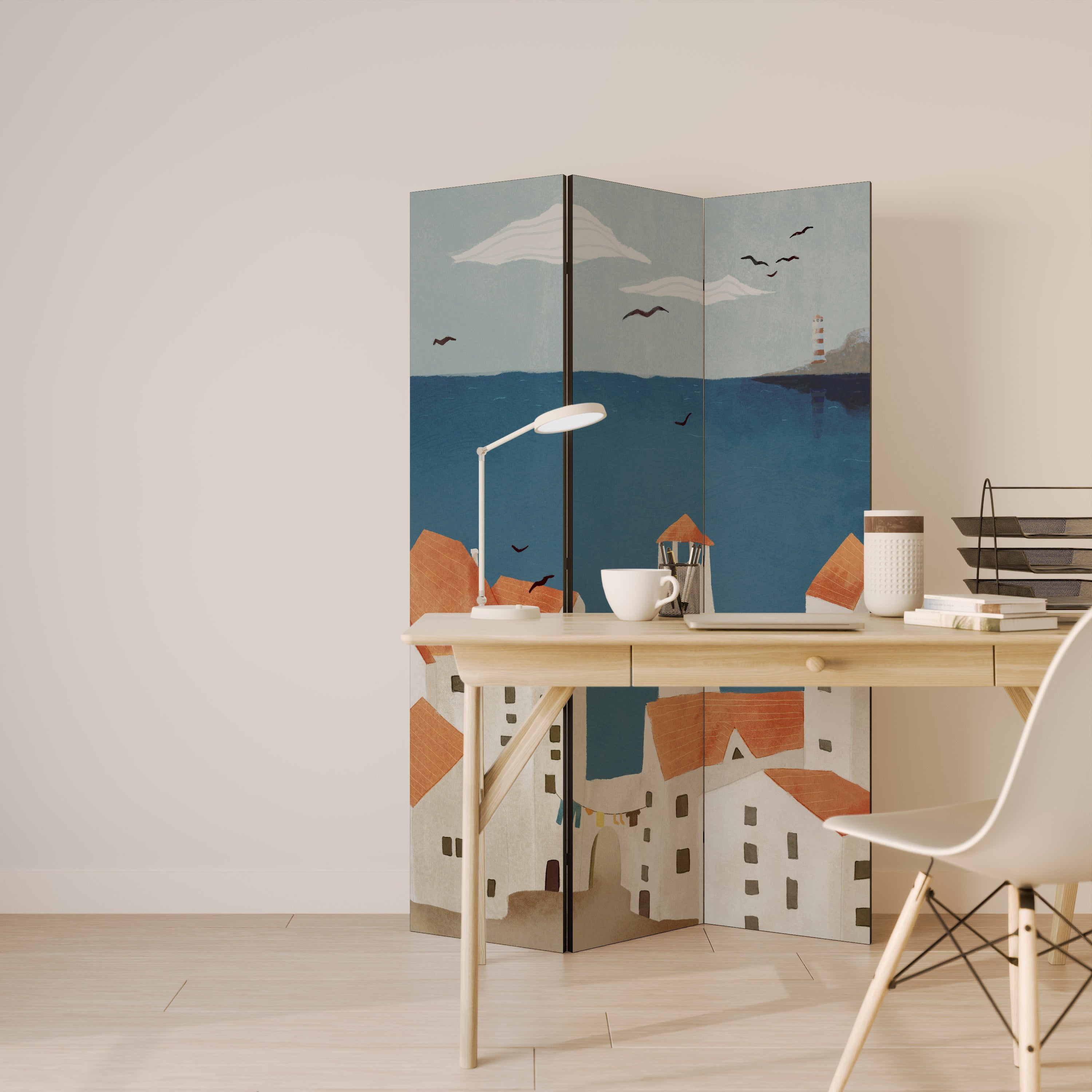 COASTLAND VILLAGE Dekoracyjny parawan 3-skrzydłowy