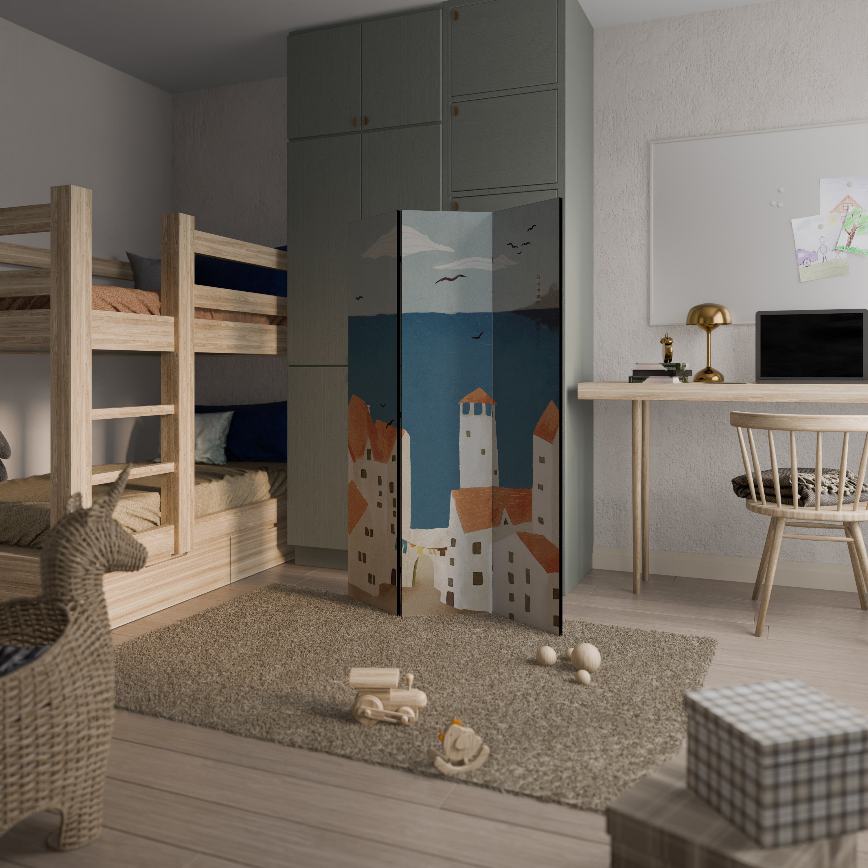 COASTLAND VILLAGE Dekoracyjny parawan 3-skrzydłowy