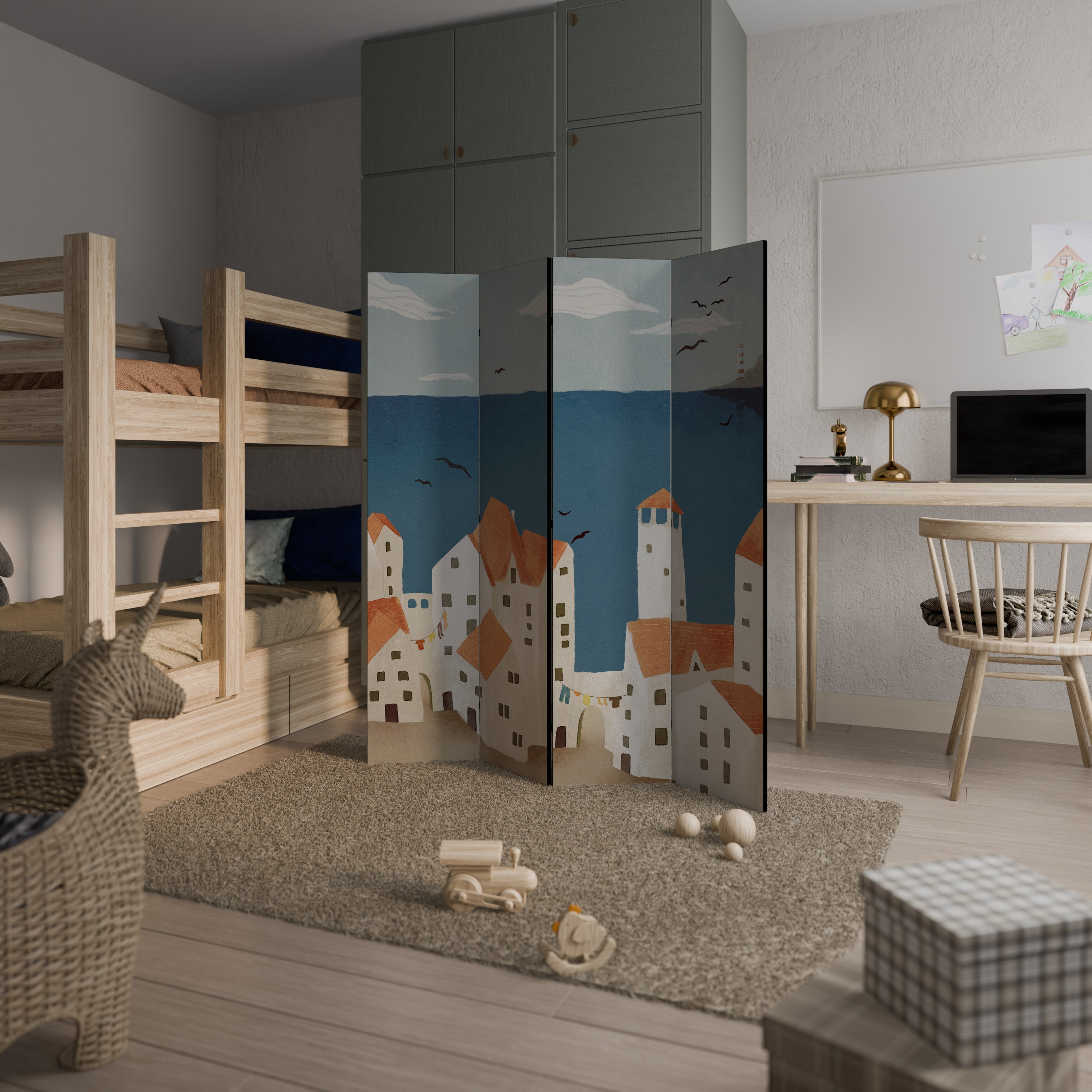 COASTLAND VILLAGE Dekoracyjny parawan 4-skrzydłowy