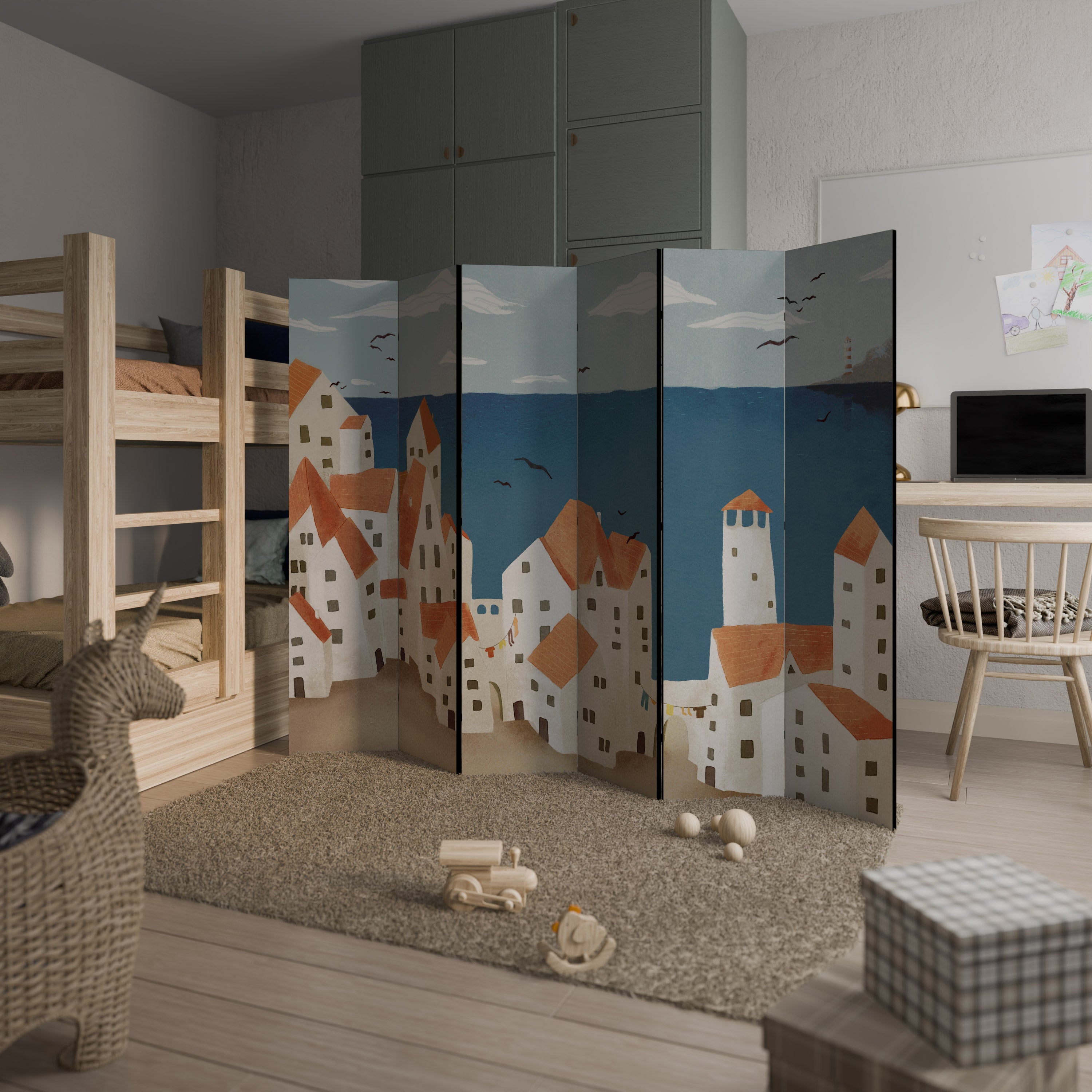 COASTLAND VILLAGE Dekoracyjny parawan 6-skrzydłowy