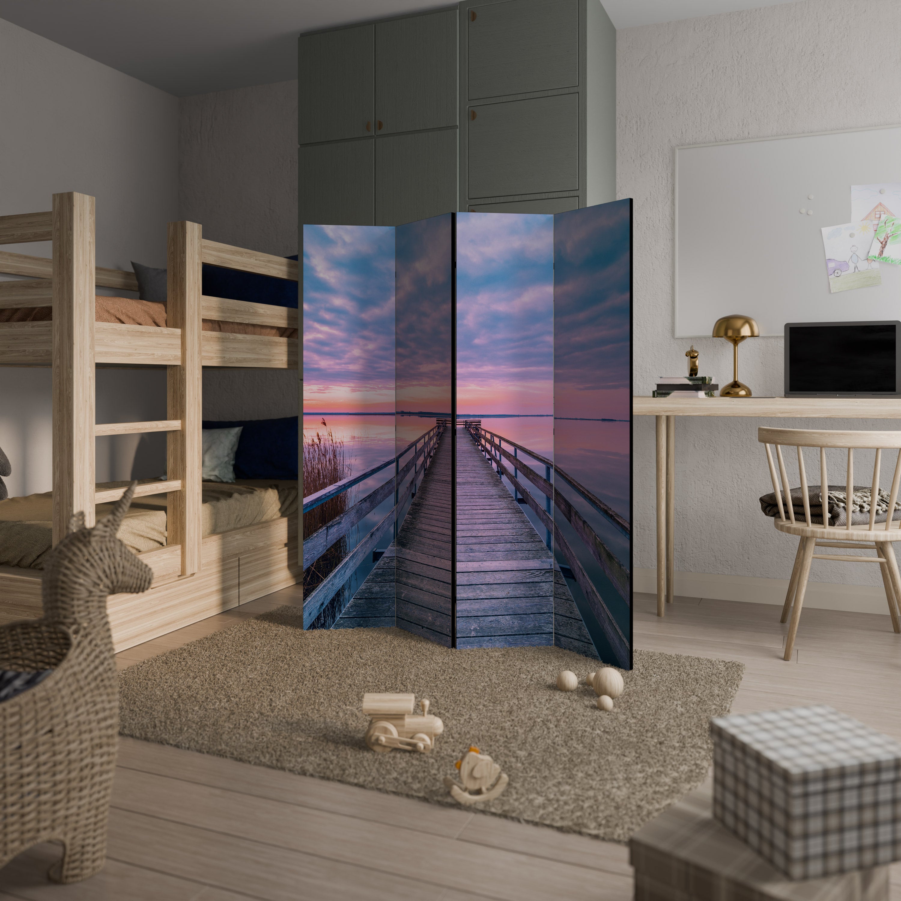 PASTEL PROMENADE Dekoracyjny parawan 4-skrzydłowy