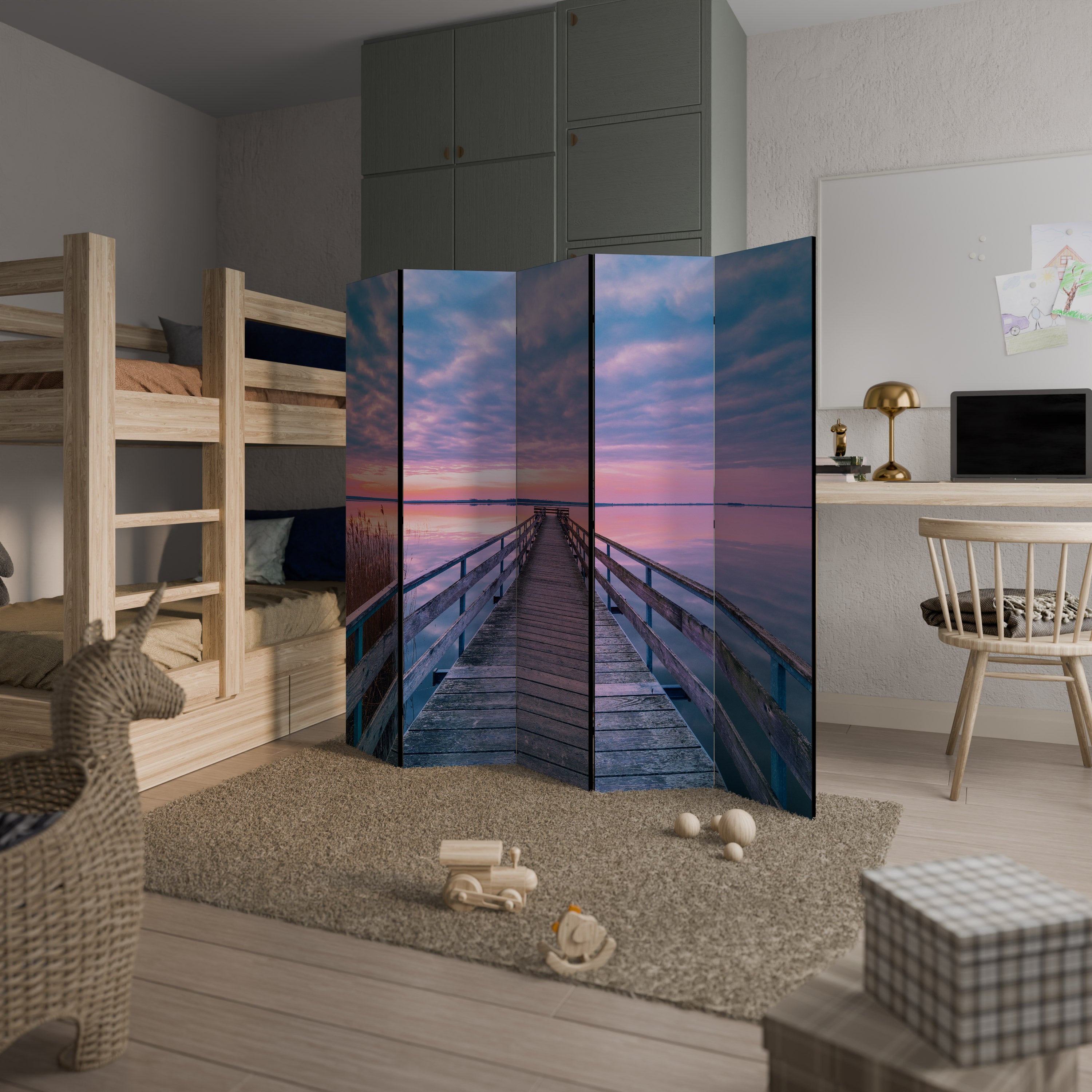 PASTEL PROMENADE Dekoracyjny parawan 5-skrzydłowy