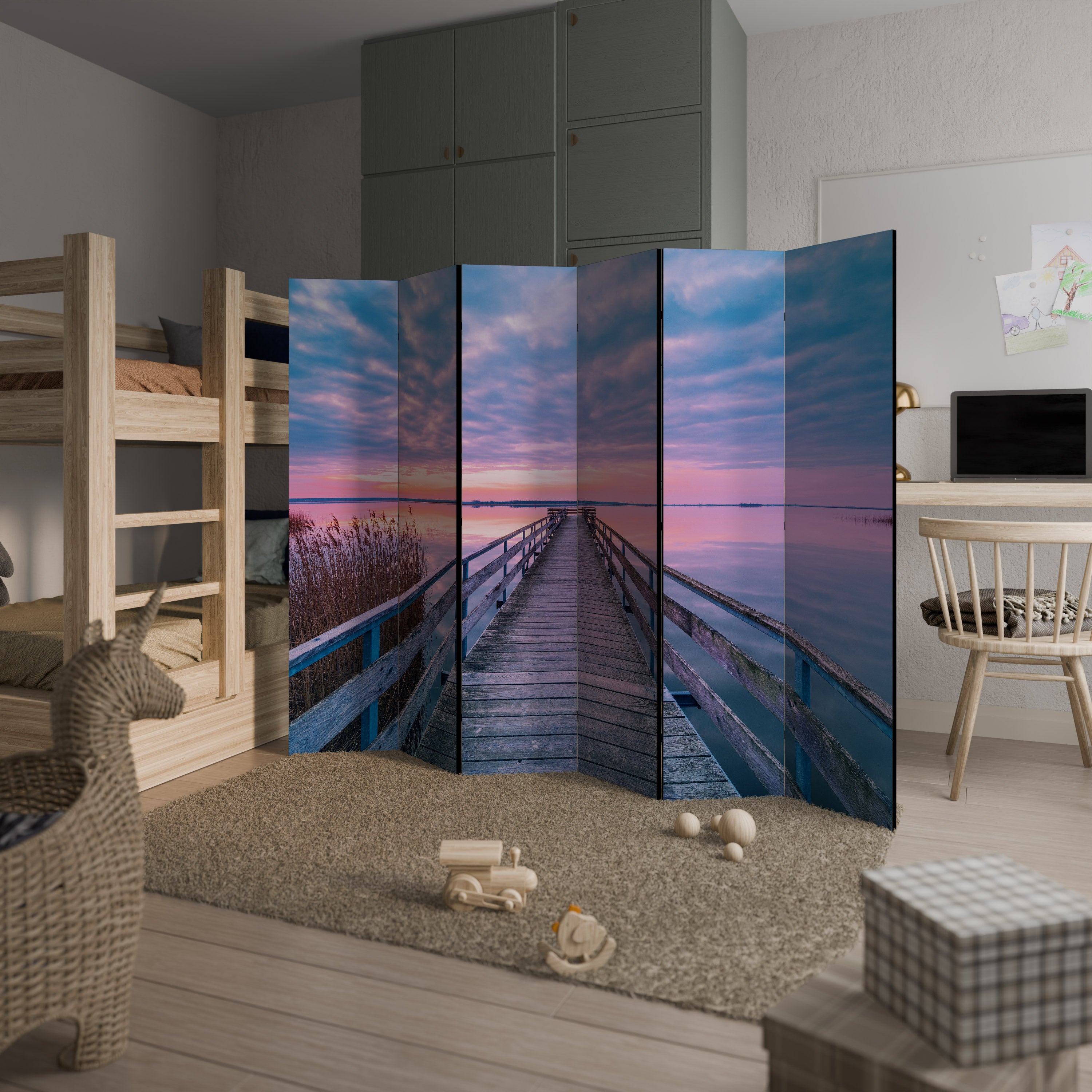PASTEL PROMENADE Dekoracyjny parawan 6-skrzydłowy