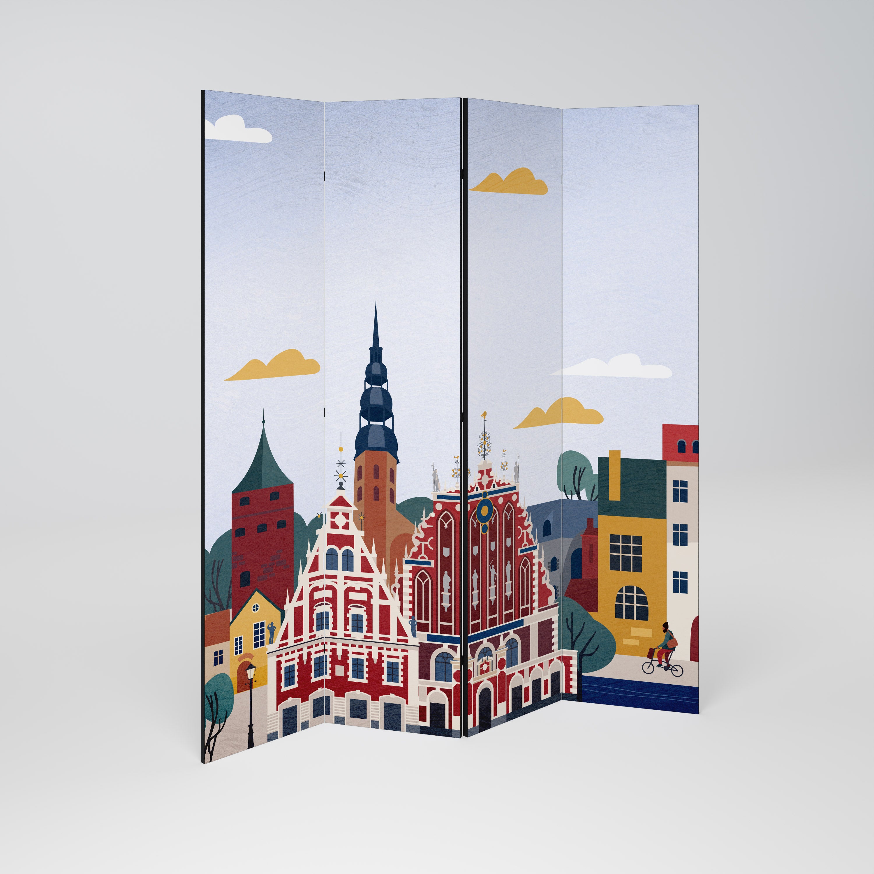 MEMORY OF RIGA Dekoracyjny parawan 4-skrzydłowy