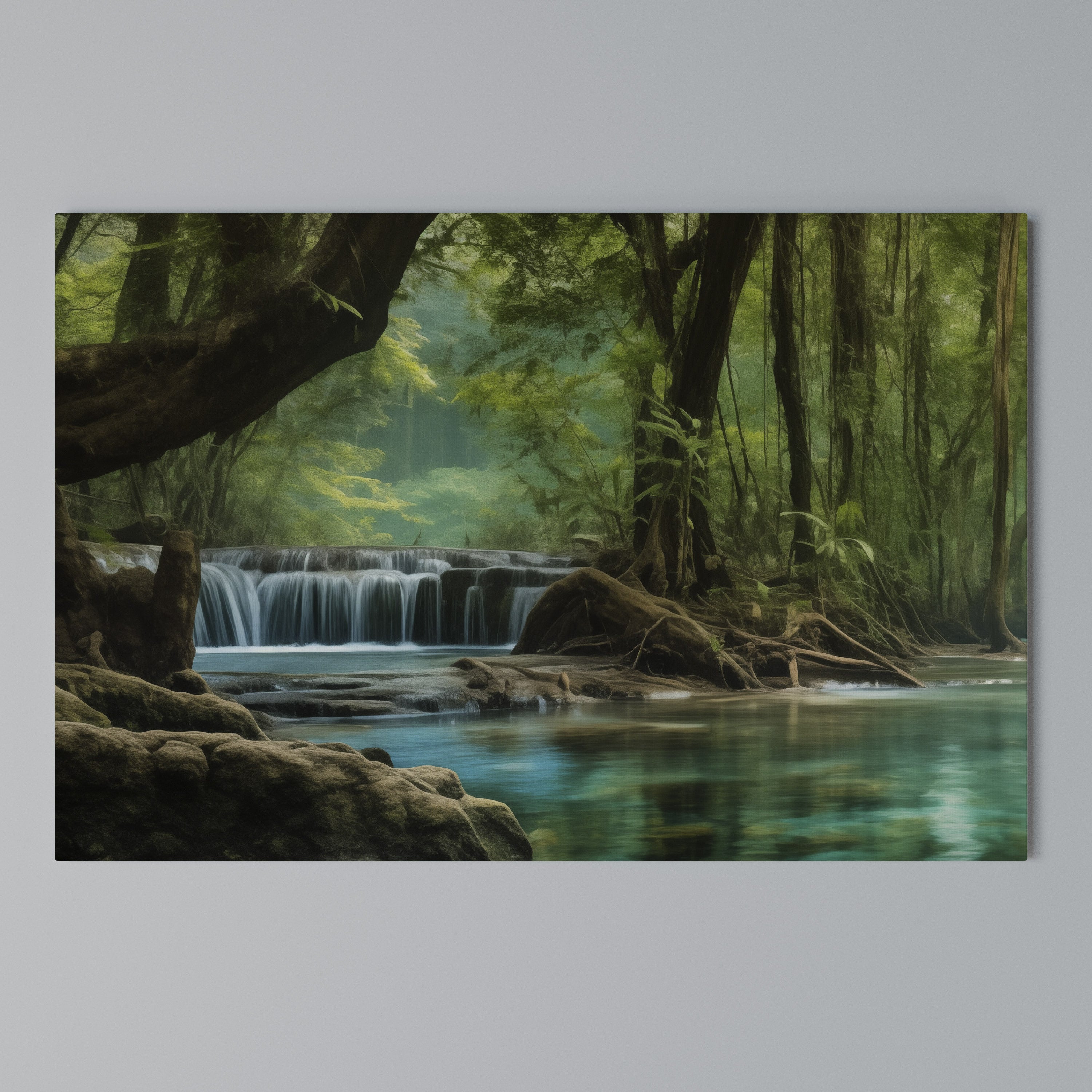 TRANQUIL WATERFALL ESCAPE Poziomy obraz na płótnie
