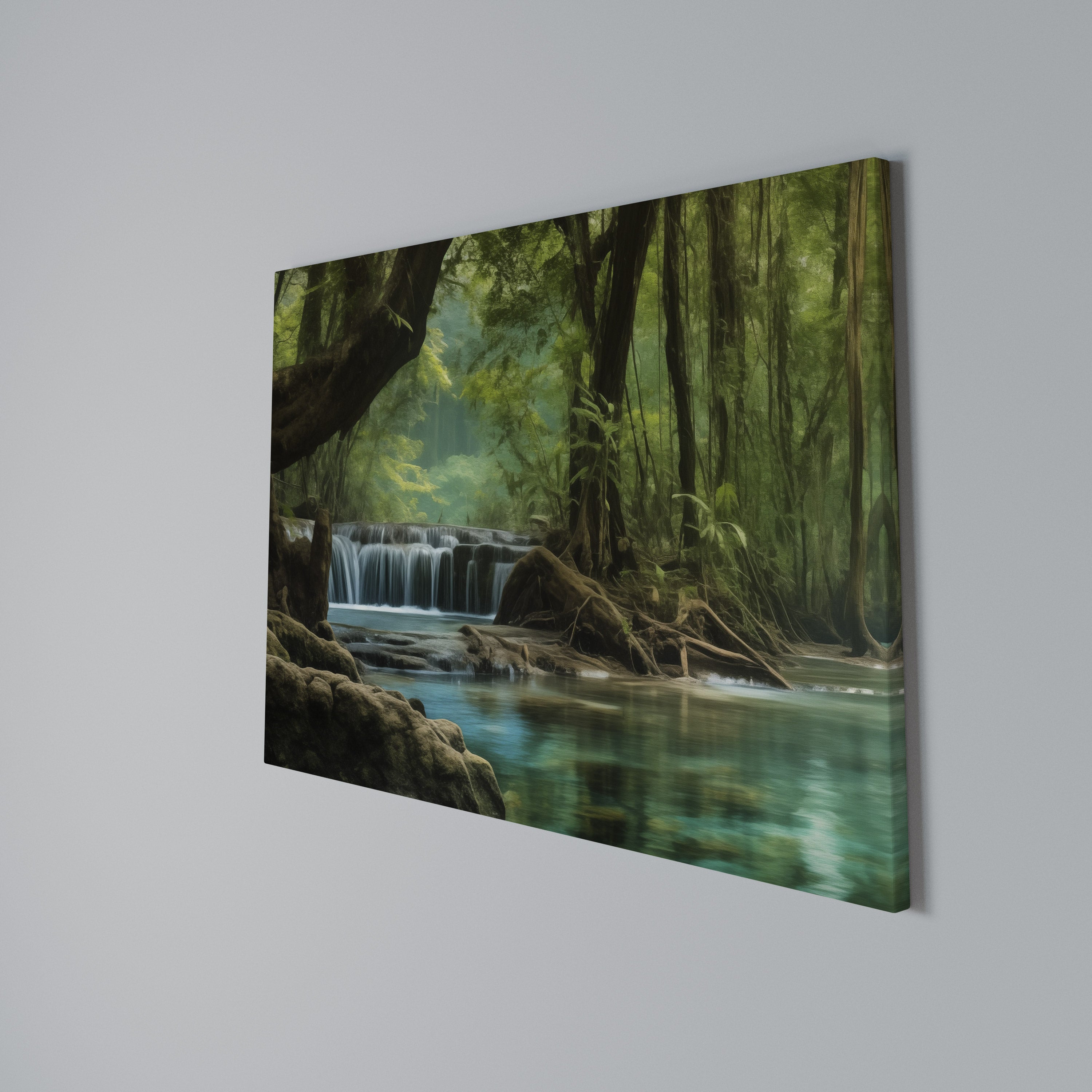 TRANQUIL WATERFALL ESCAPE Poziomy obraz na płótnie