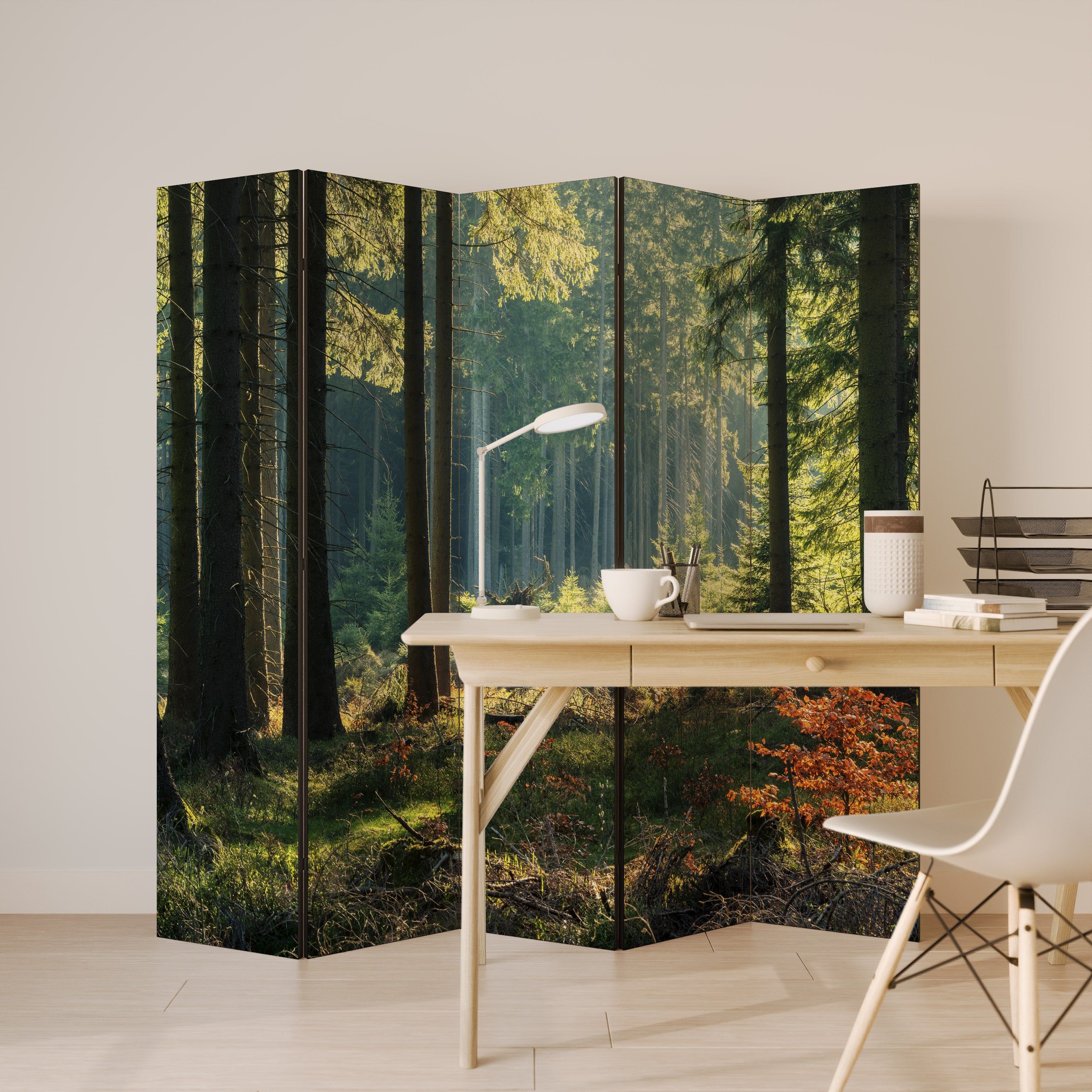SUNLIT FOREST SERENADE Dekoracyjny parawan 5-skrzydłowy