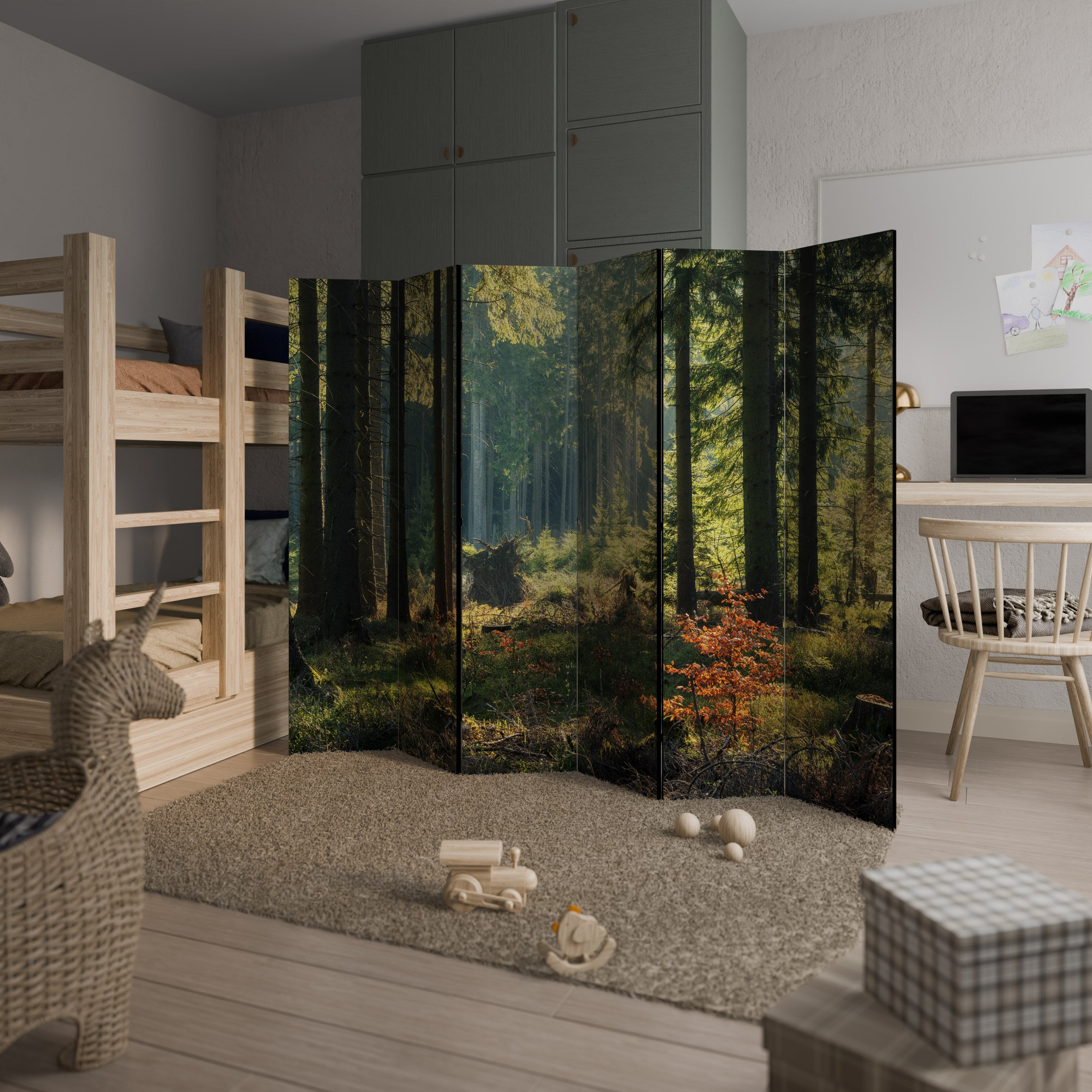 SUNLIT FOREST SERENADE Dekoracyjny parawan 6-skrzydłowy