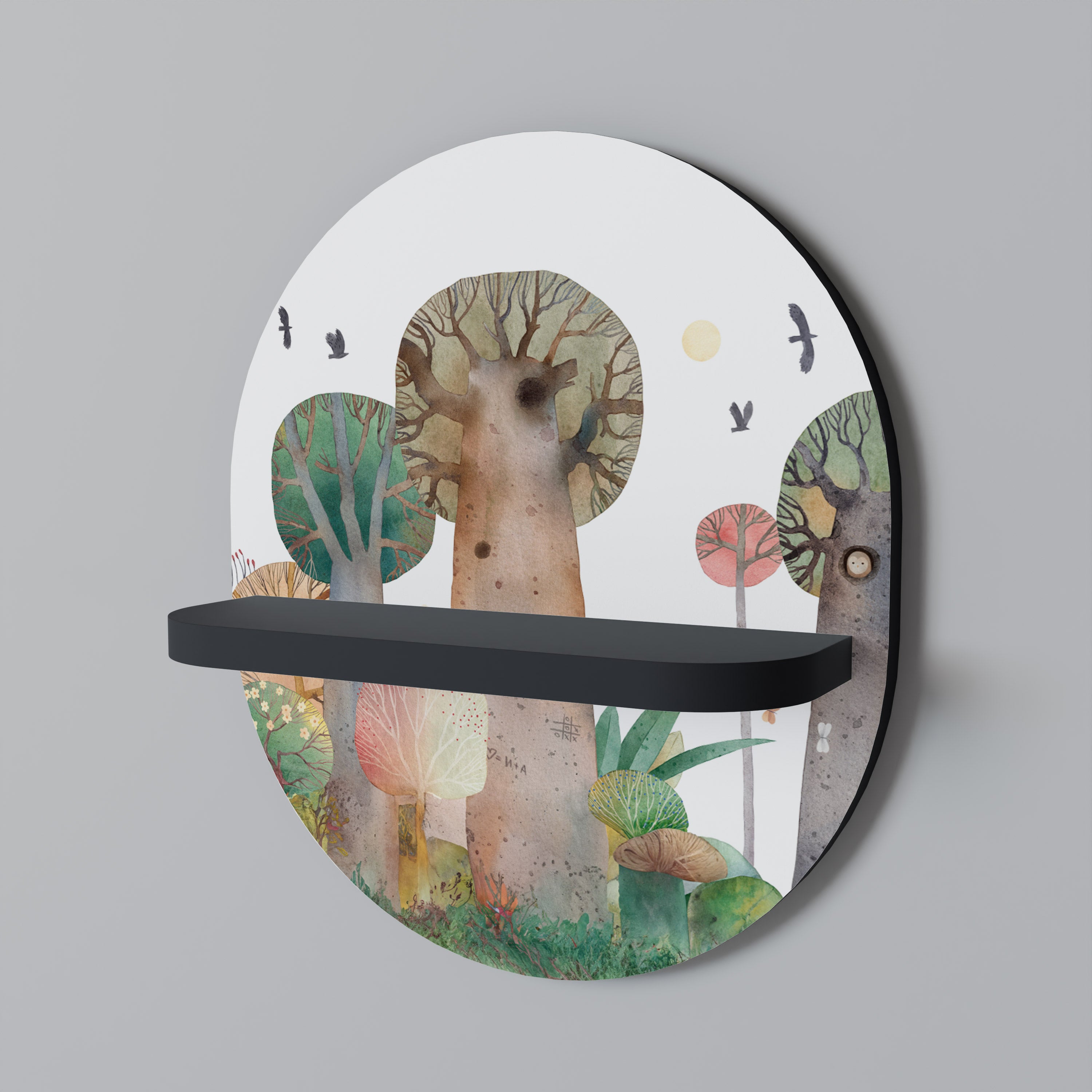 FLIGHT OVER Półka owalna Czarna