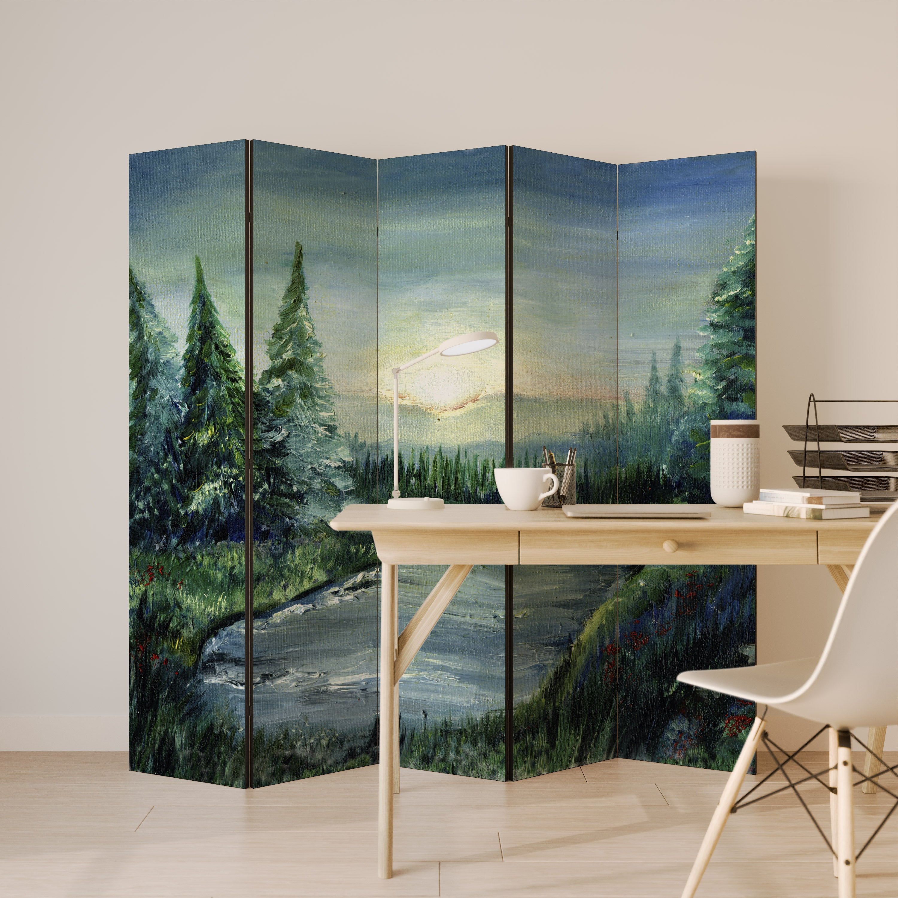 FOREST SUNSET Dekoracyjny parawan 5-skrzydłowy