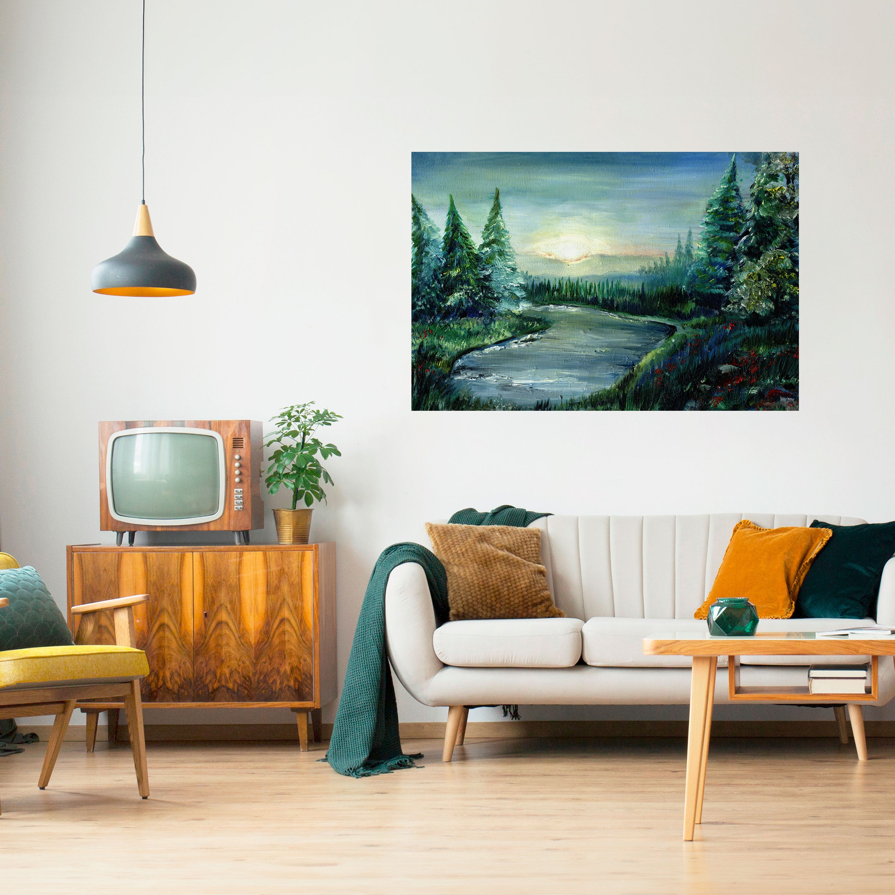 FOREST SUNSET Naklejka/Plakat poziomy