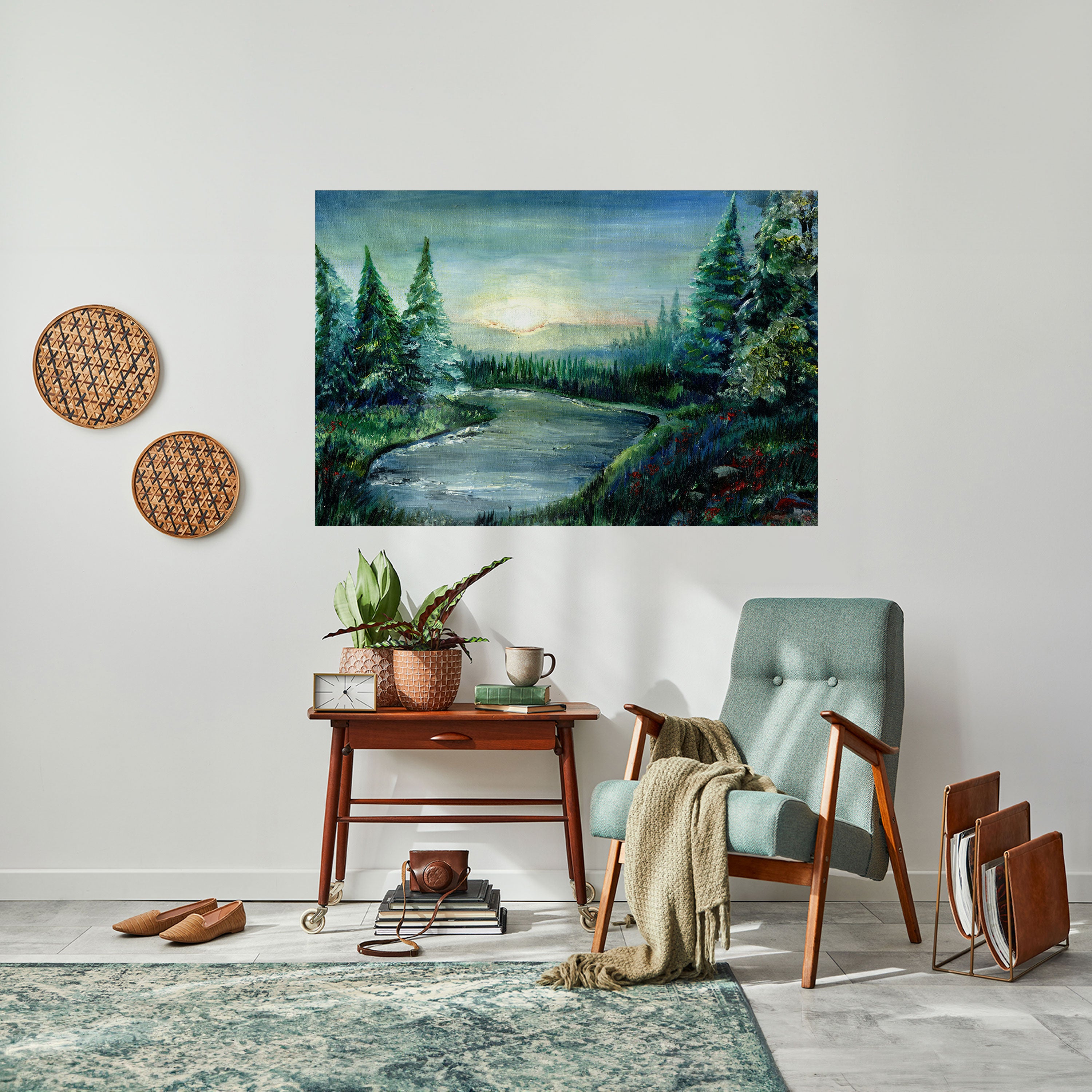 FOREST SUNSET Naklejka/Plakat poziomy