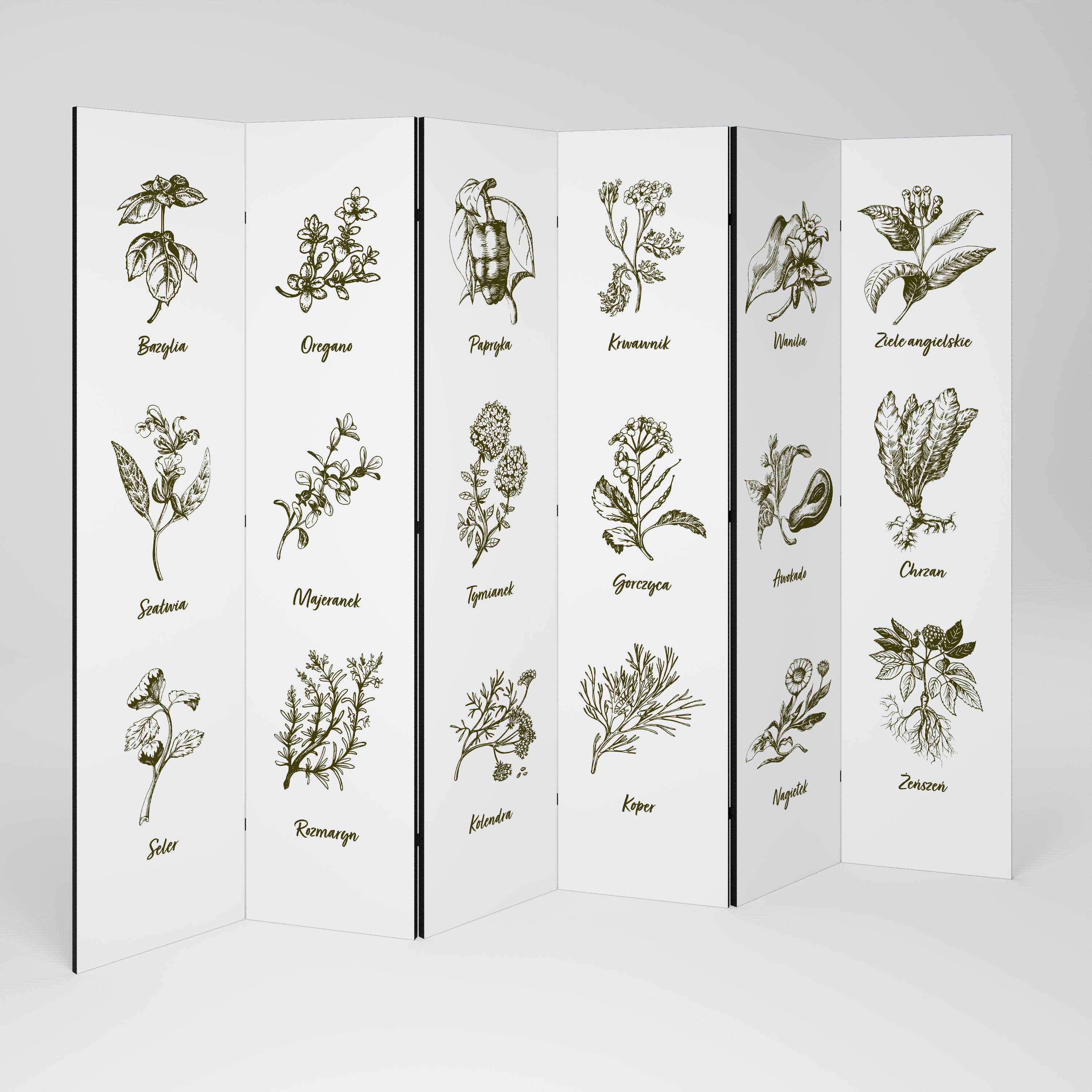 WHISPERS OF WILD HERBS Dekoracyjny parawan 6-skrzydłowy
