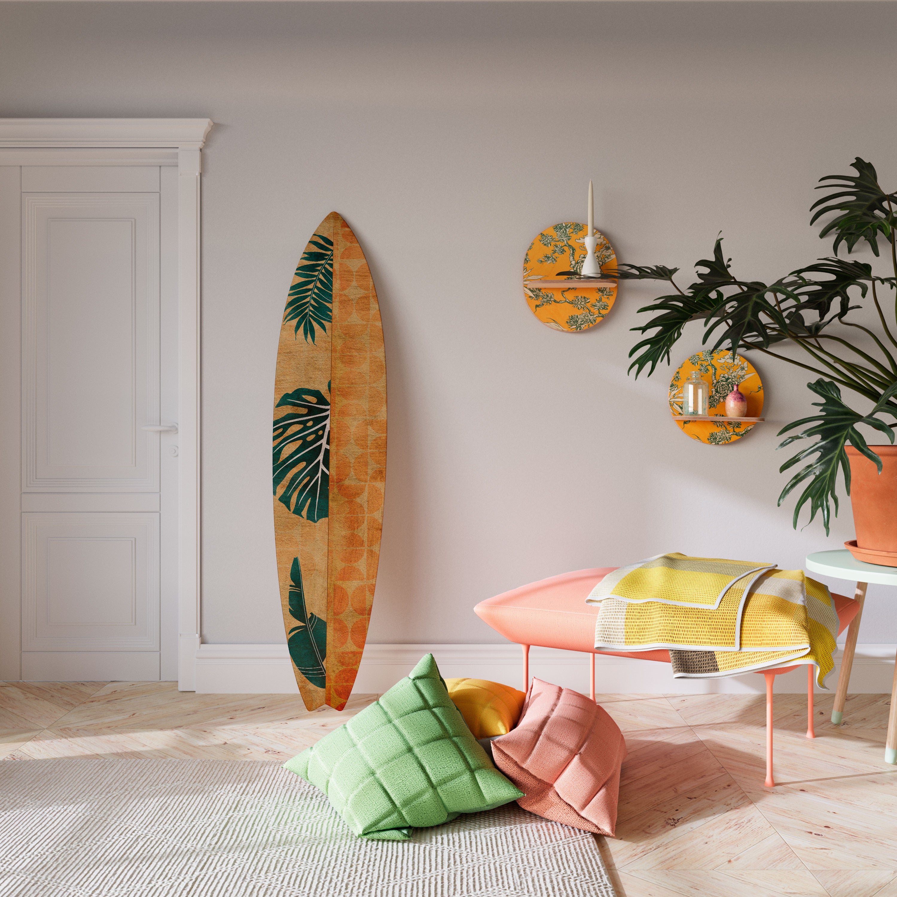 PALM LEAF SURFBOARD Dekoracyjna deska surfingowa