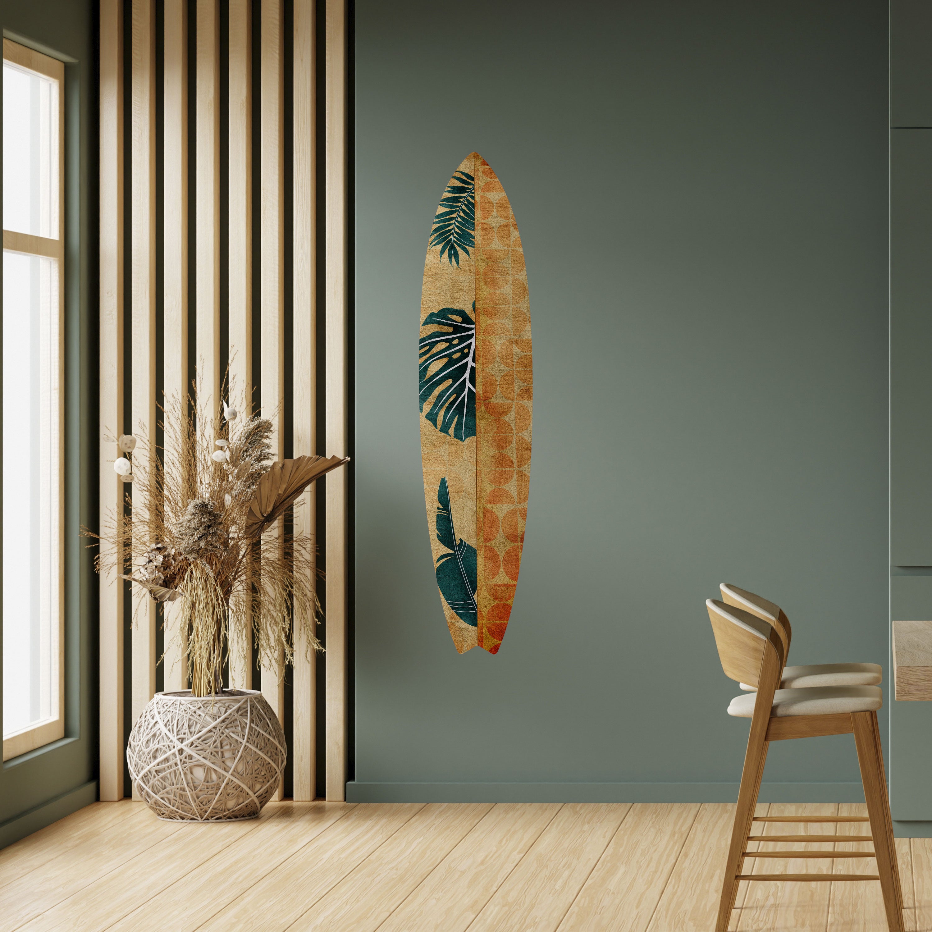 PALM LEAF SURFBOARD Naklejka - deska surfingowa