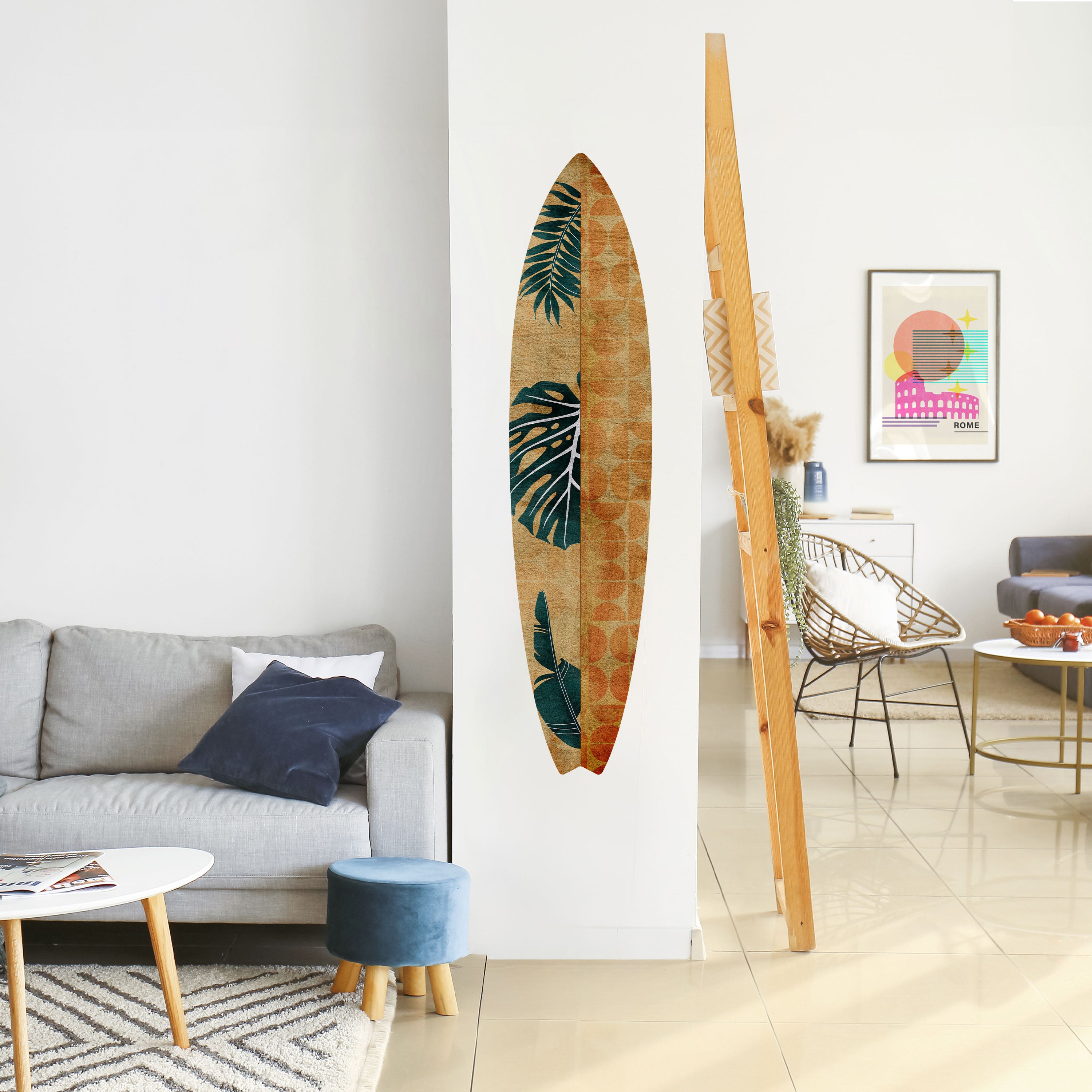 PALM LEAF SURFBOARD Naklejka - deska surfingowa