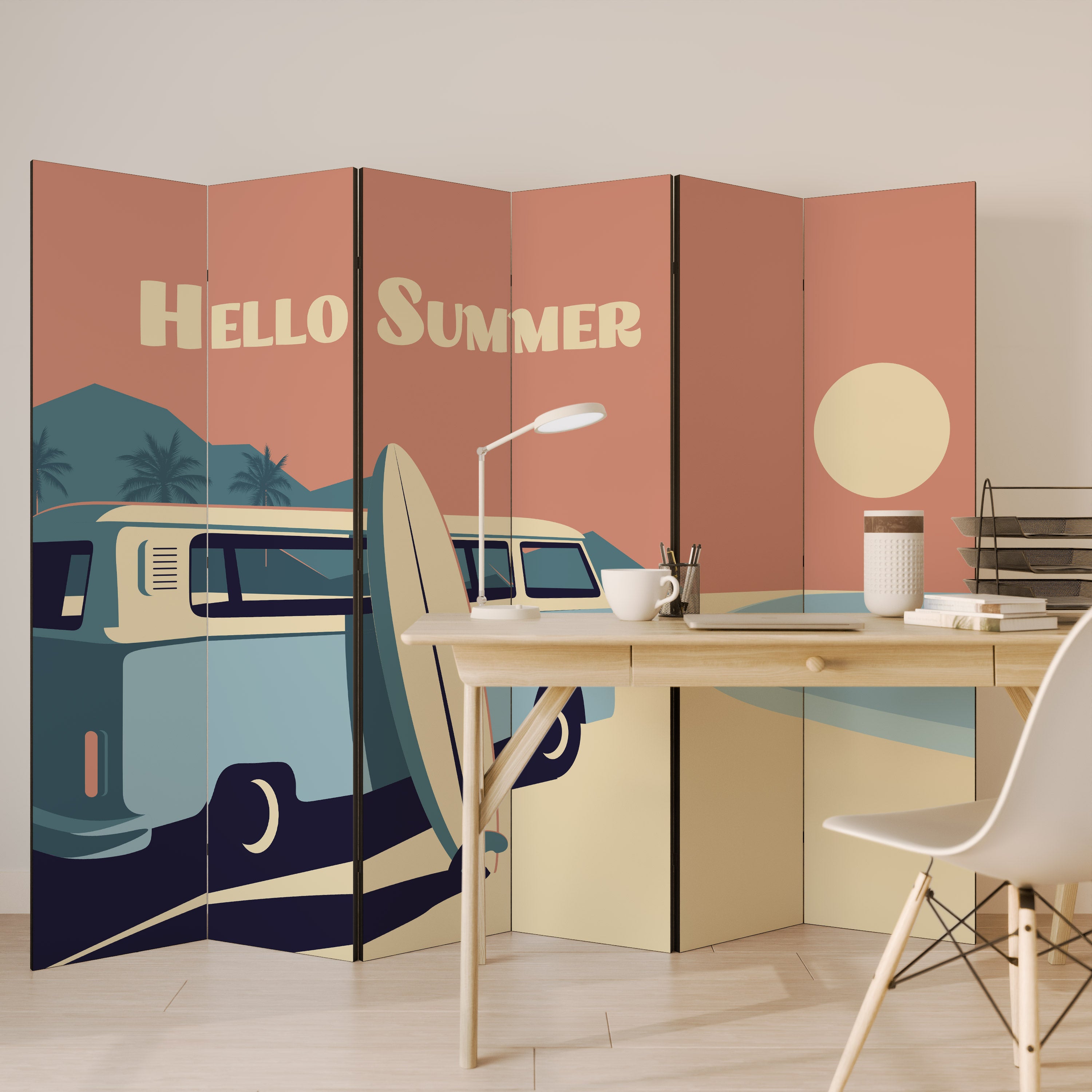 HELLO SUMMER Dekoracyjny parawan 6-skrzydłowy