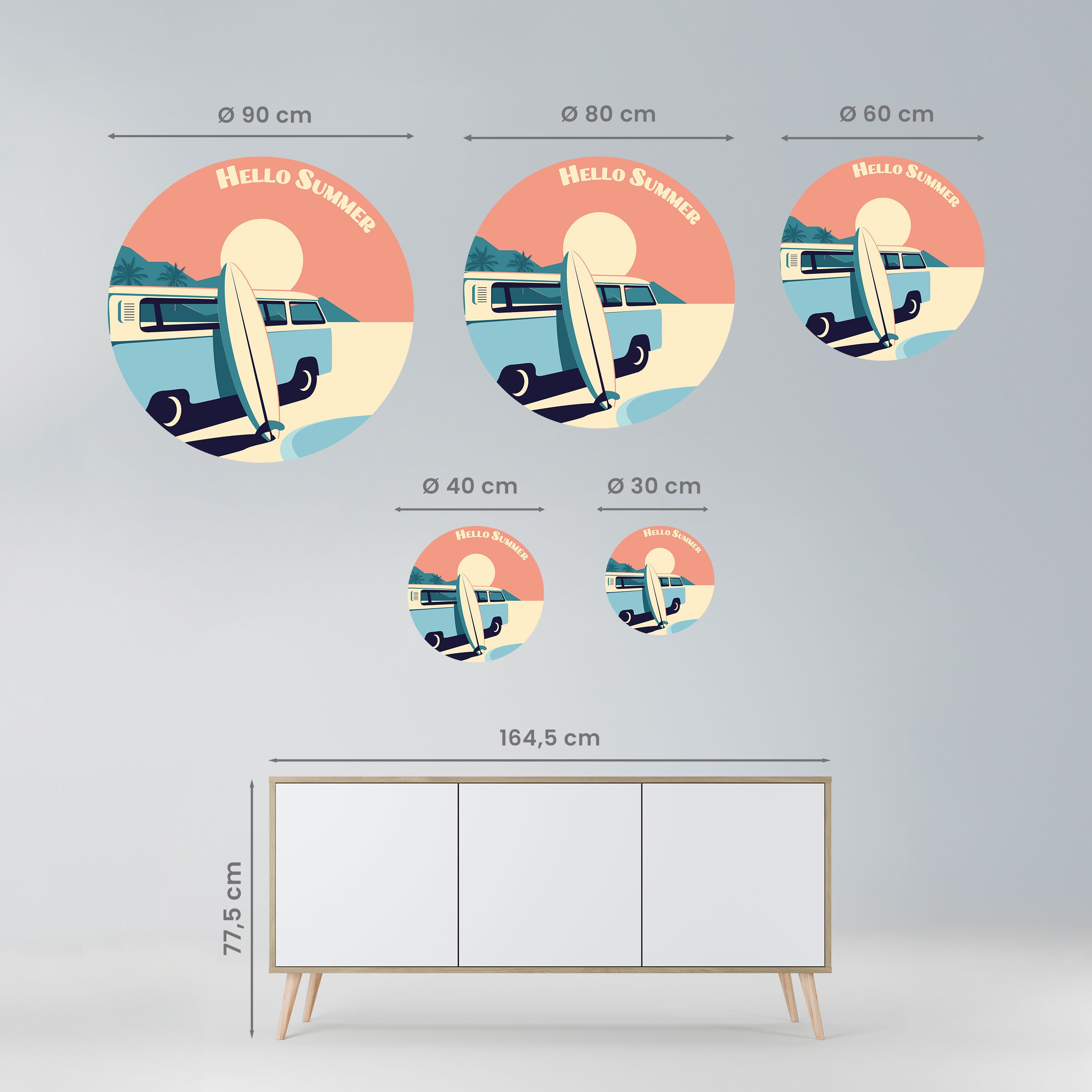 HELLO SUMMER Naklejka okrągła