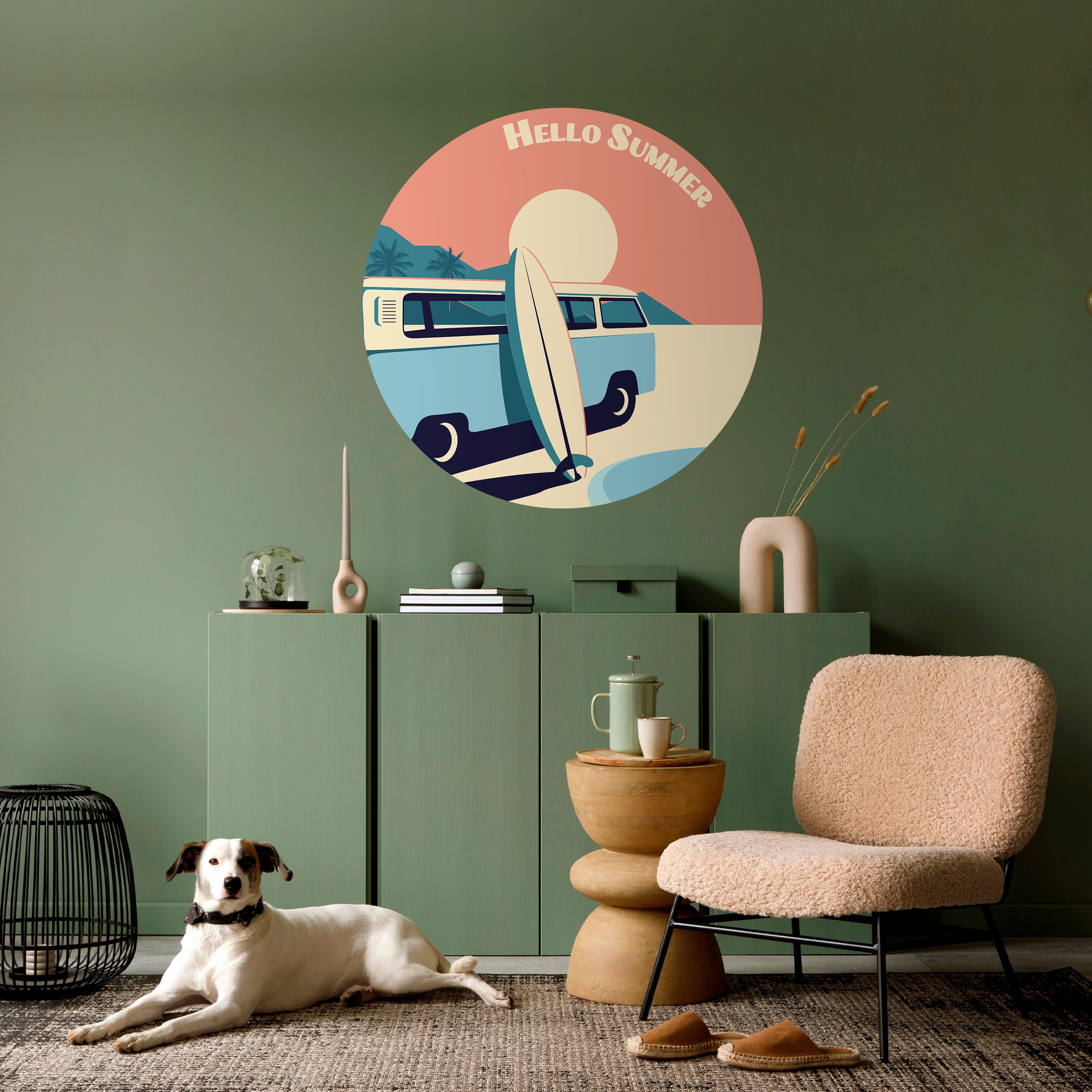 HELLO SUMMER Naklejka okrągła