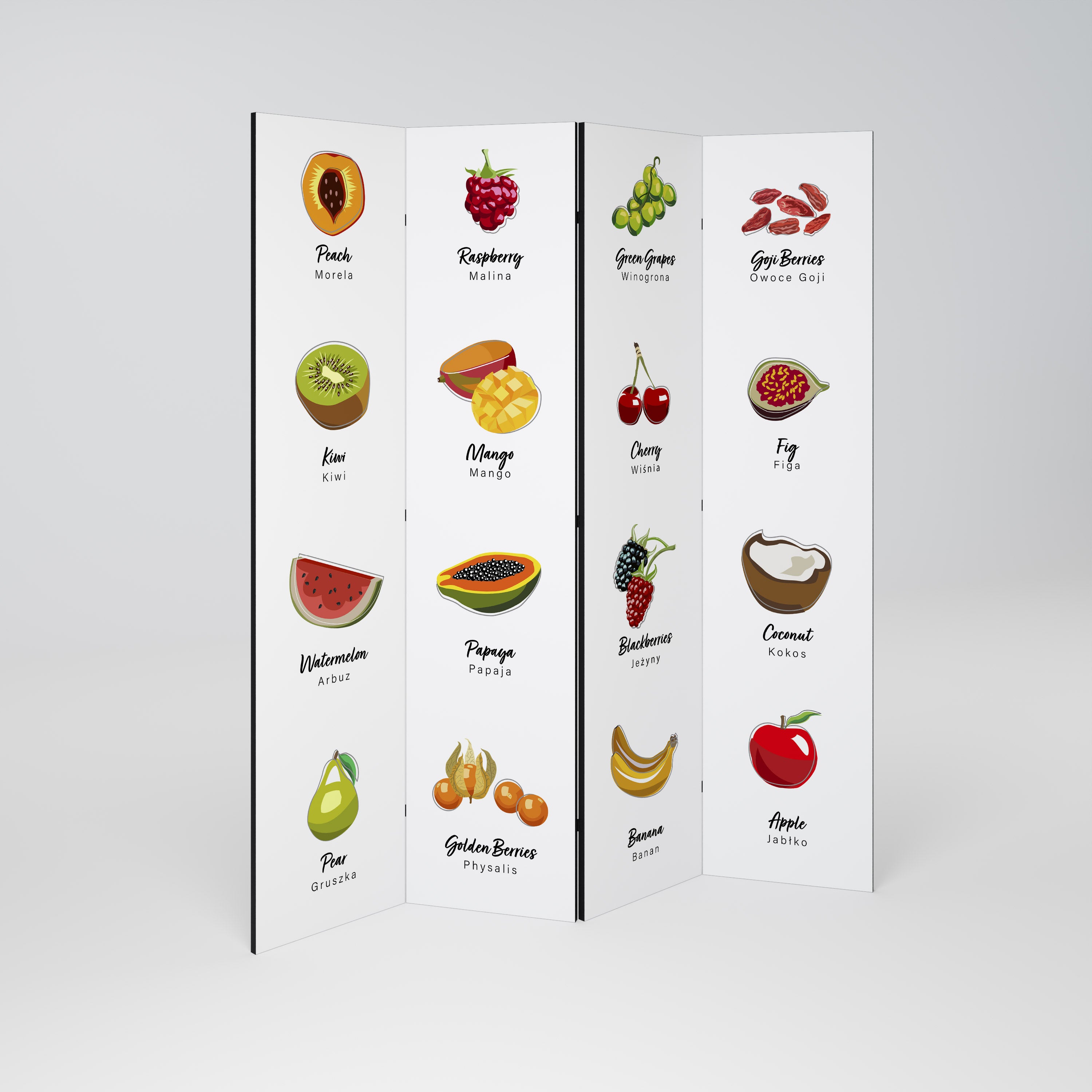 FRUIT LESSON Dekoracyjny parawan 4-skrzydłowy