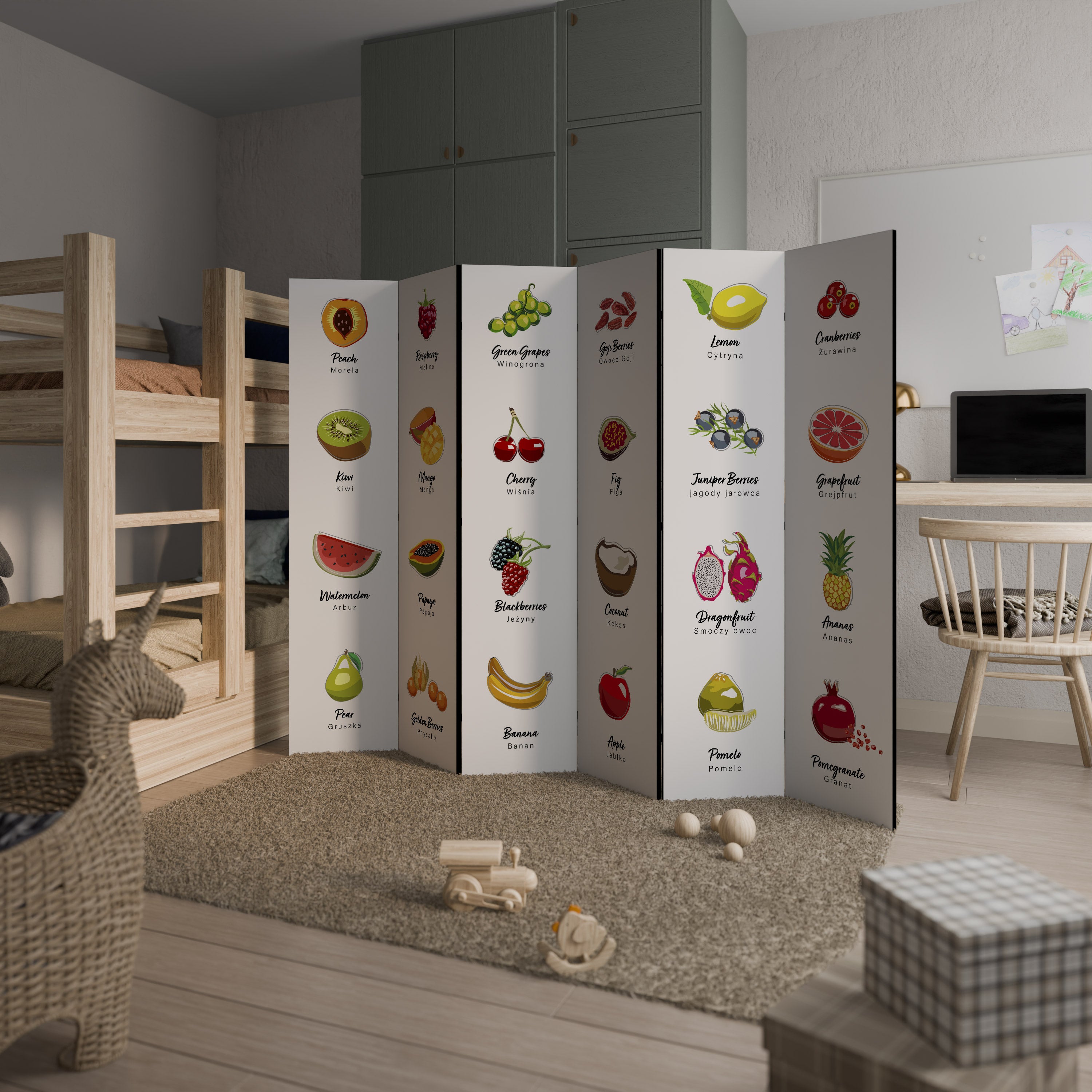 FRUIT LESSON Dekoracyjny parawan 6-skrzydłowy